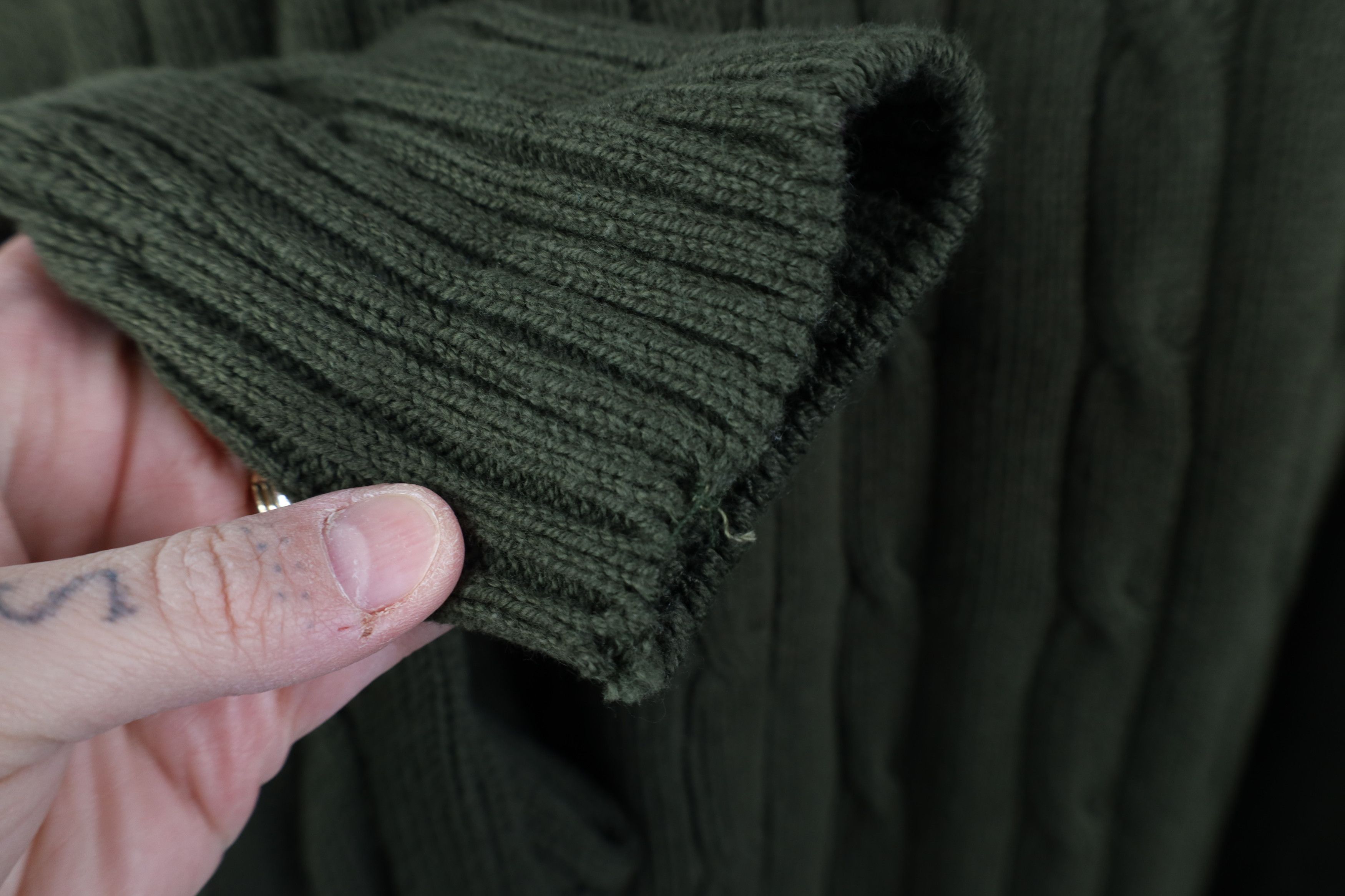Vintage 90s Izod Chunky Knit Crewneck Sweater Green USA