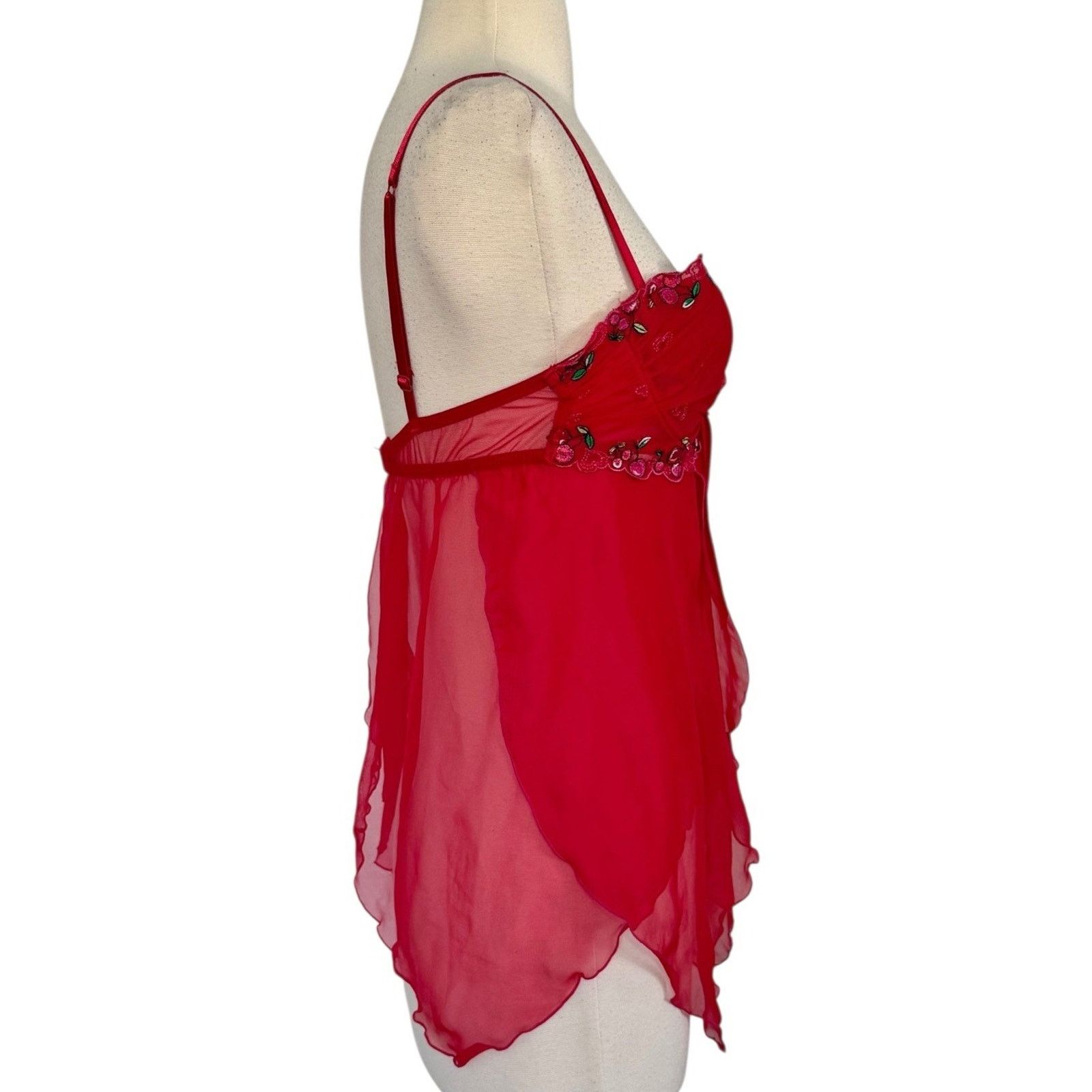 Victoria's Secret Vintage Y2K VICTORIA’S SECRET Cherry Embroidered Cami 34B Size ONE SIZE - 6 Thumbnail