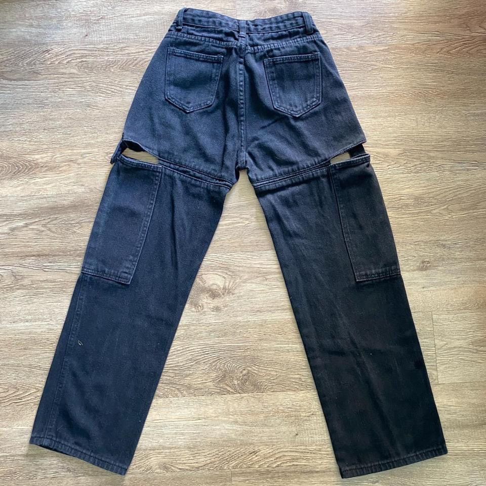 Other Black Cargo Jeans with Deep Pockets + Side Slits Size 25" / US 0 / IT 36 - 4 Thumbnail