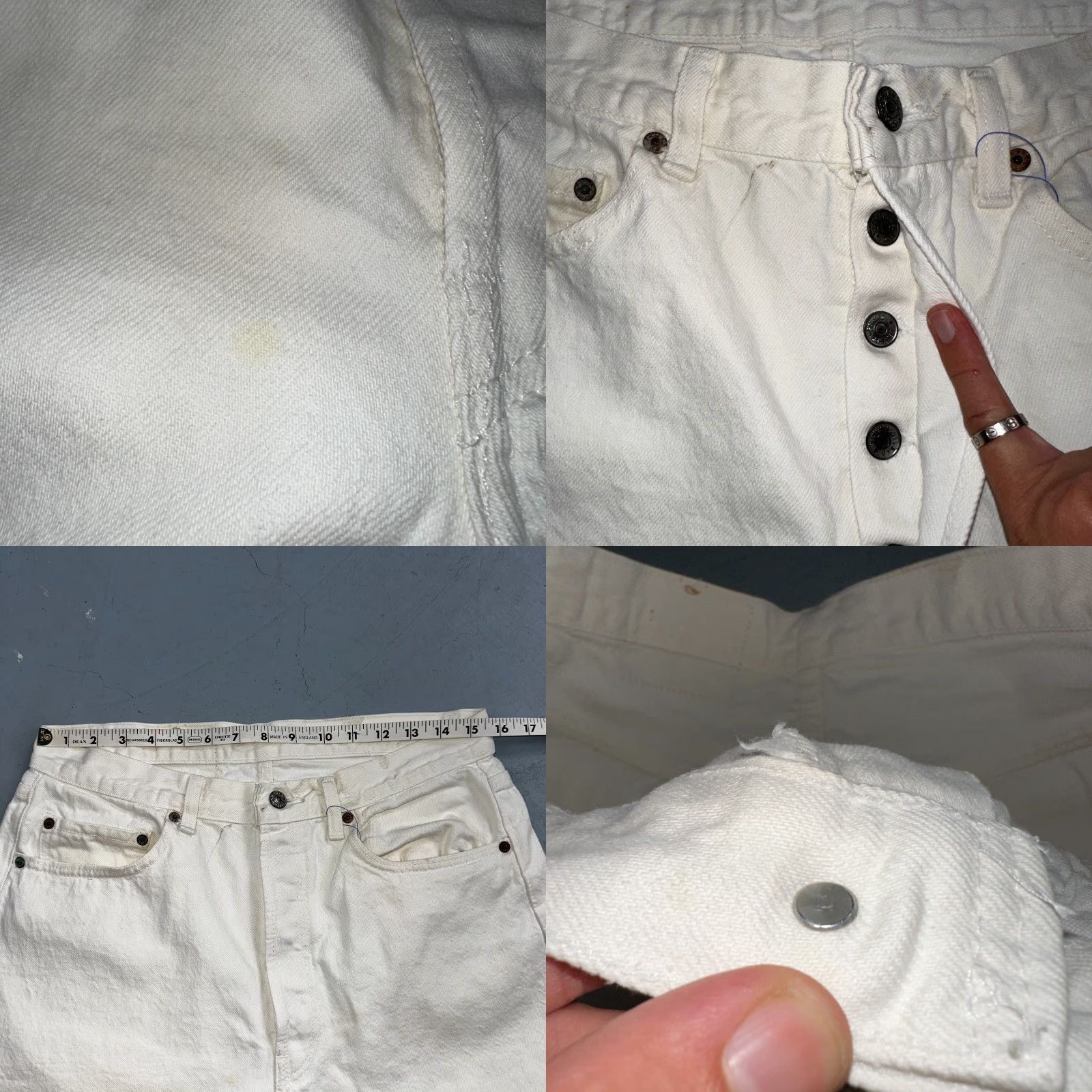 Levi's VINTAGE Levi's 501 Straight Leg Jeans White Light Wash 34x32 90s USA Mens Size US 34 / EU 50 - 8 Thumbnail