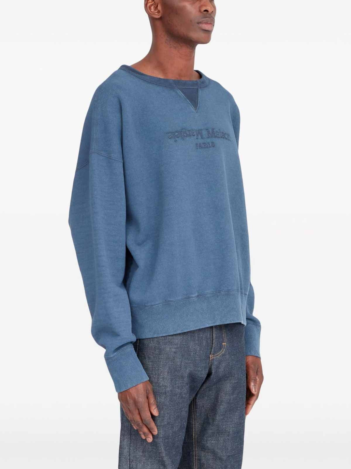 Maison Margiela o1y1124 Logo Cotton Sweatshirt & Hooded In Blue Size US L / EU 52-54 / 3 - 4 Thumbnail