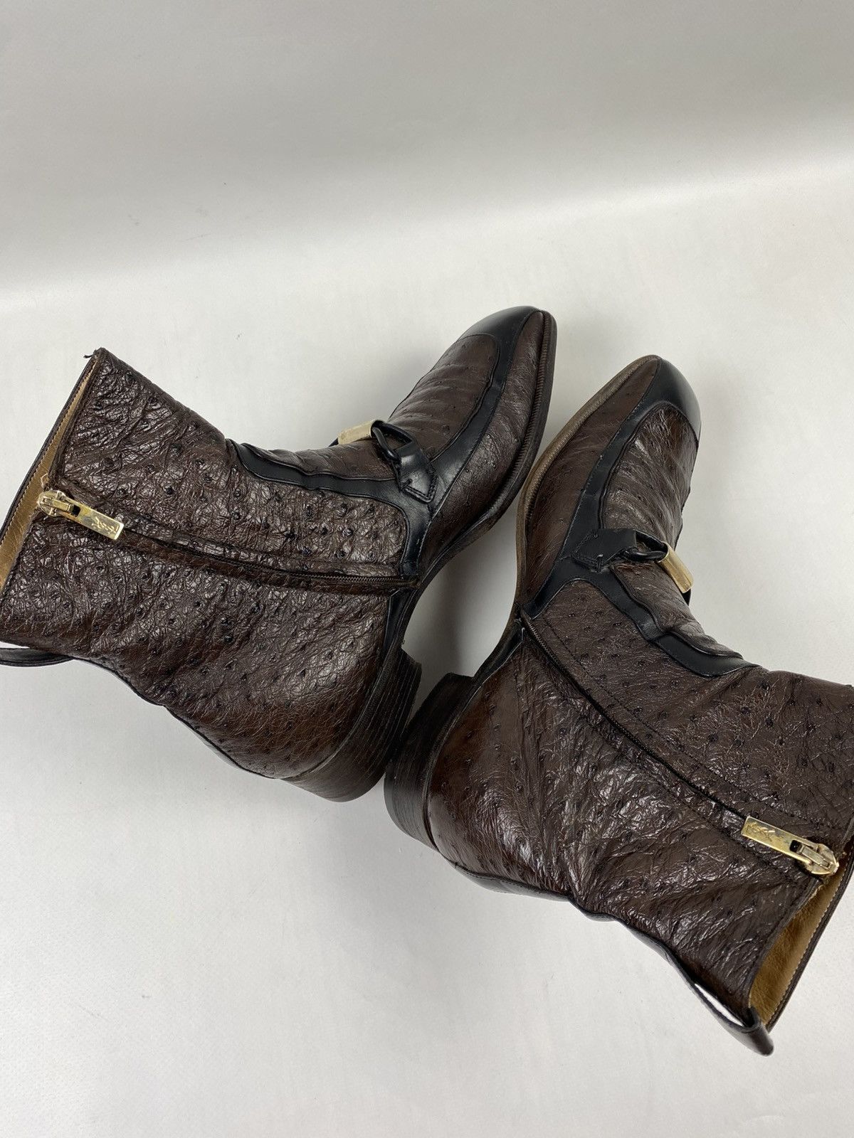 Yves Saint Laurent Archive Yves Saint Laurent Ostrich Skin Heavy Boots Size US 8 / EU 41 - 10 Thumbnail