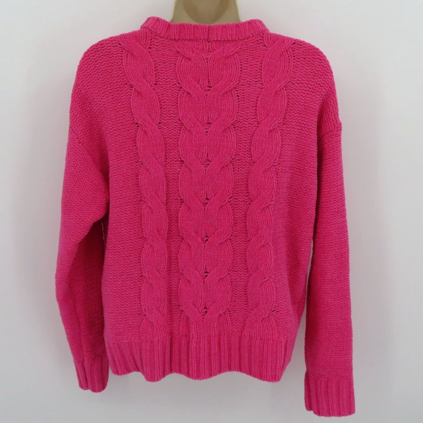 Vintage American Eagle Women Small Pink Cable Knit Chenille Pullover Sweater Crew Neck Size S / US 4 / IT 40 - 5 Thumbnail