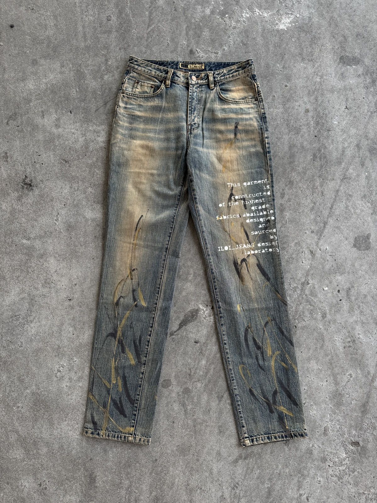Japanese Brand Iloi Jeans Distressed Mudwash Splatter Denim Pants Size US 31 - 4 Thumbnail