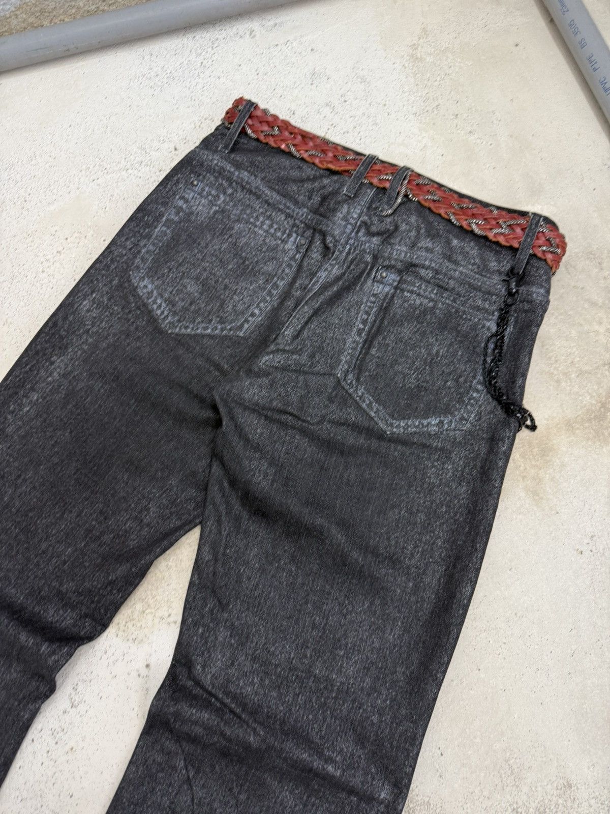 If Six Was Nine Buona Giornata Black Coated Shine Loose Straight Jeans Size US 30 / EU 46 - 12 Thumbnail