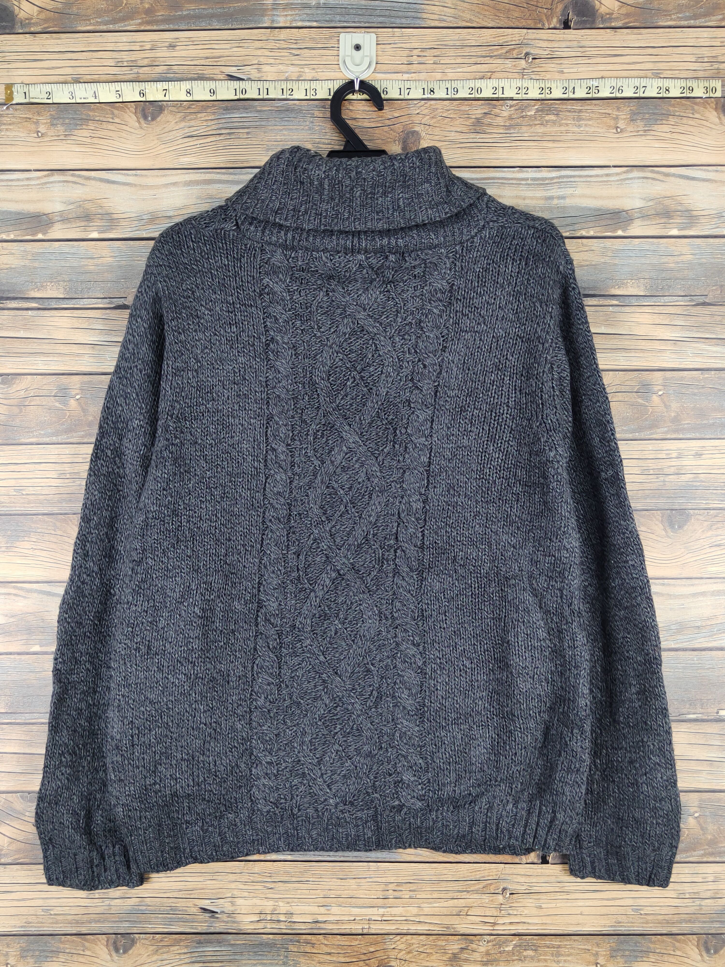 Aran Isles Knitwear × Japanese Brand × Vintage Topvalu Dark Gray cable Knitwear Sweaters #W1350 Size US M / EU 48-50 / 2 - 7 Thumbnail
