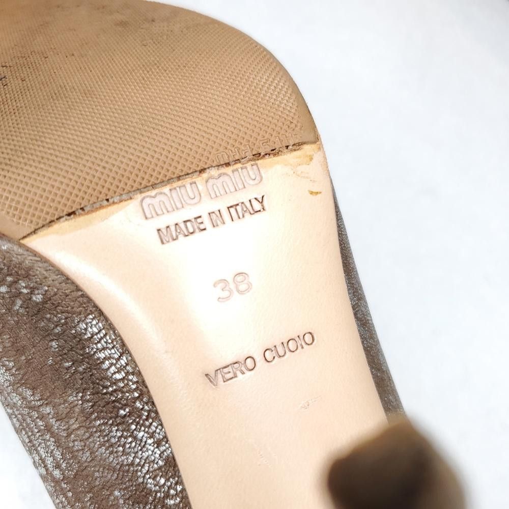 Miu Miu Miu Miu Distressed Leather Size 7.5 Heels Size US 7.5 / IT 37.5 - 8 Thumbnail