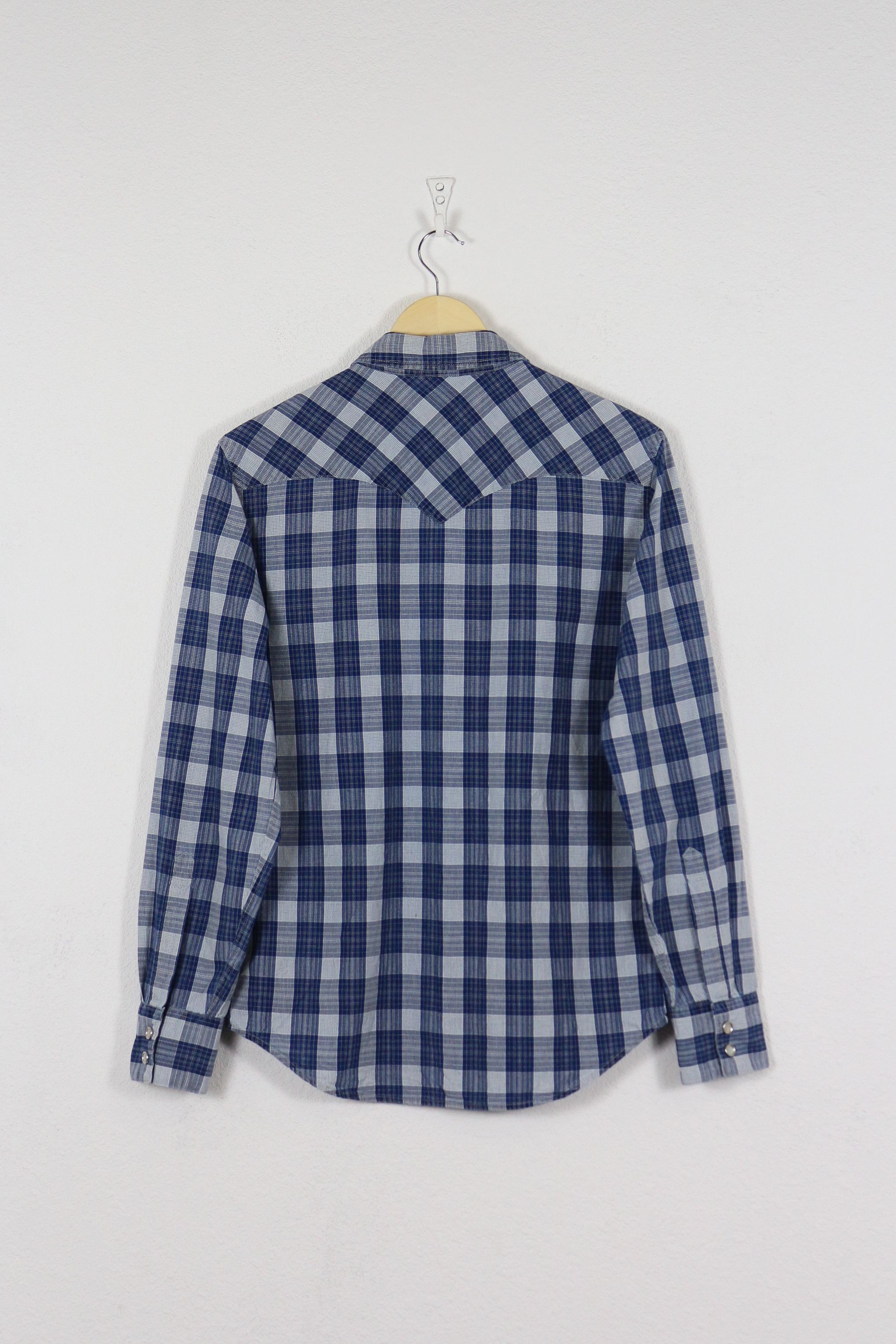 Levi's × Levi's Vintage Clothing × Western Mountaineering Levis Barstow Western Logo Blue Indigo Check Shirt Size US S / EU 44-46 / 1 - 2 Thumbnail