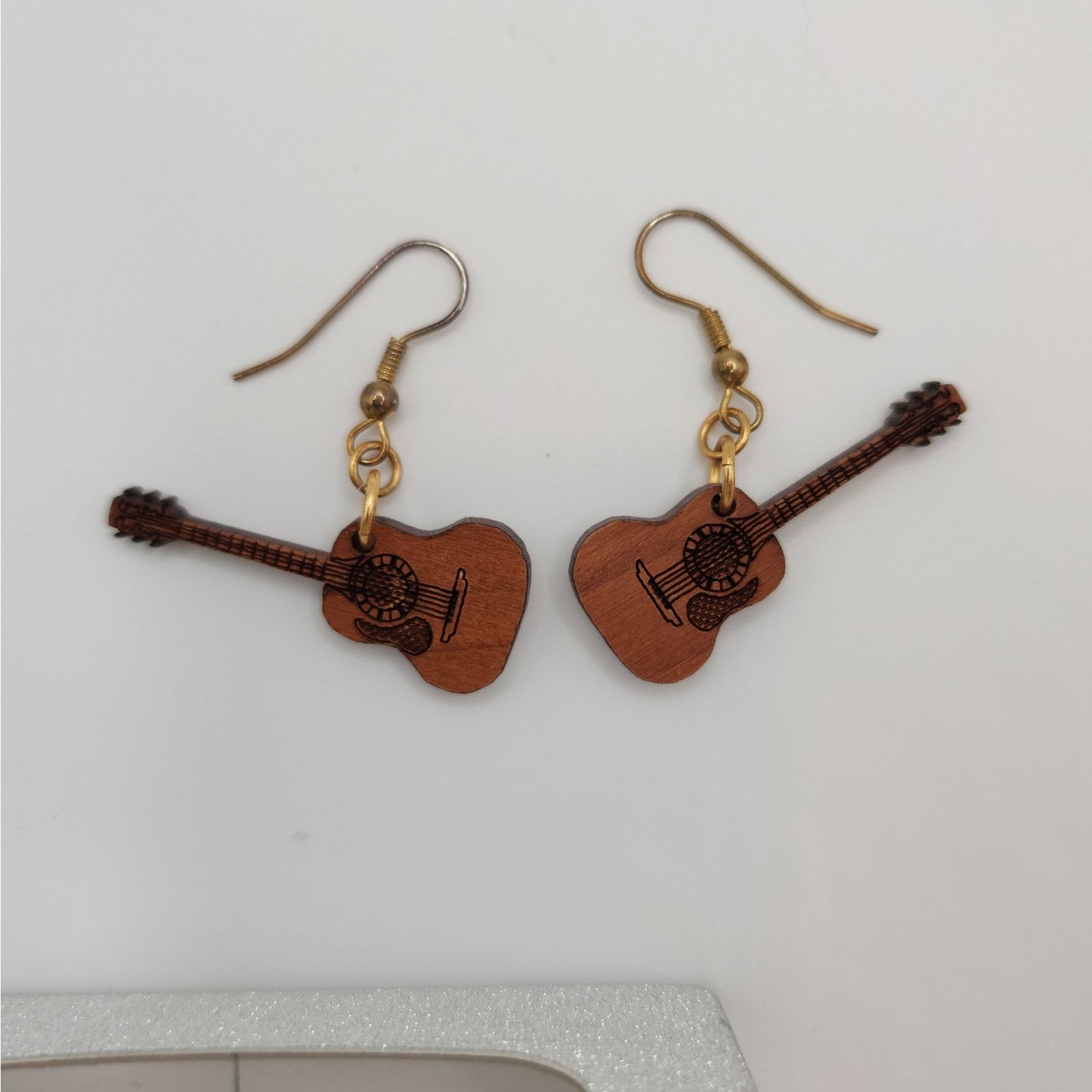 Other Brown Wooden Guitar Hook Earrings Size ONE SIZE - 3 Thumbnail