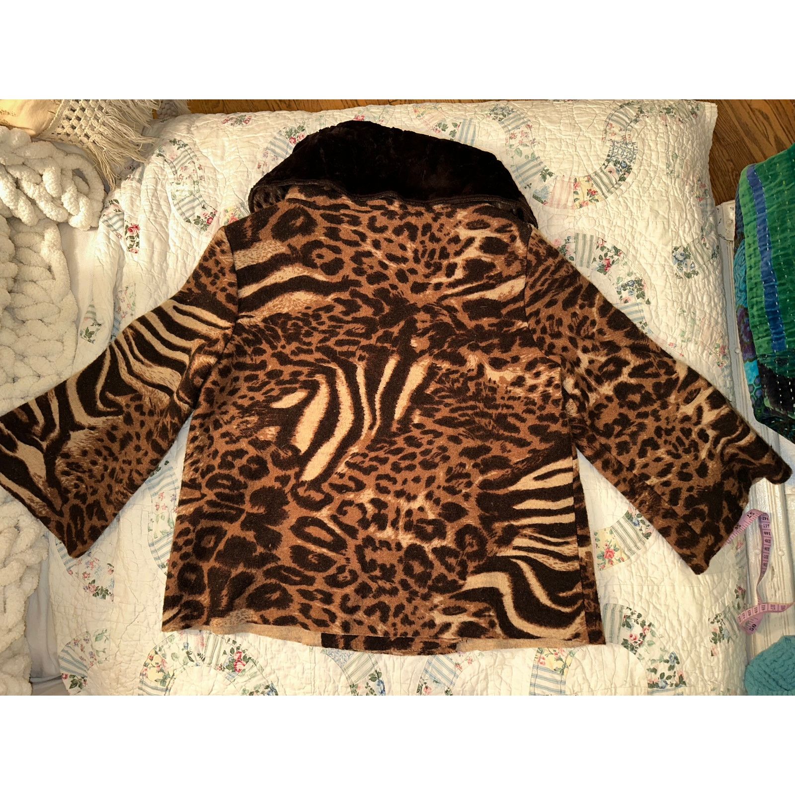 Other Y2K MIXED ANIMAL PRINT LEOPARD SWEATER JACKET WRAP COLLAR S Size S / US 4 / IT 40 - 4 Thumbnail