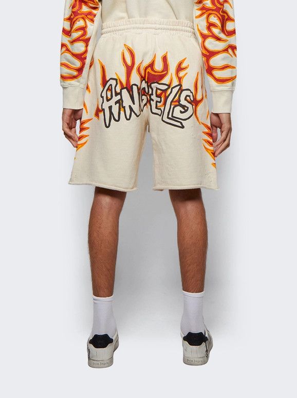 Palm Angels o1gr1nt0425 Gd Graffiti Flames Sweat Short in Off White Size US 30 / EU 46 - 2 Thumbnail