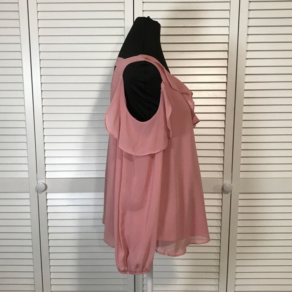 Other I.N. San Francisco Pink Y2K Boho Cold Shoulder Blouse M Size M / US 6-8 / IT 42-44 - 2 Thumbnail