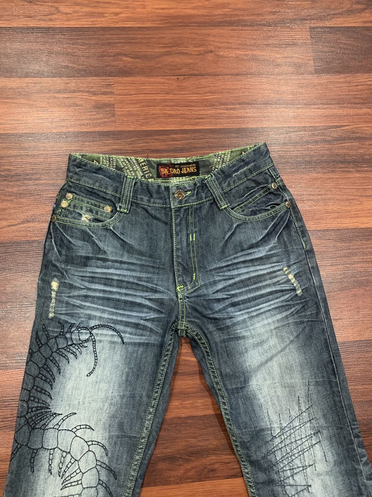 If Six Was Nine Ba Dao Embroidered Flared Jeans Pants ( unisex ) Size US 29 - 5 Thumbnail