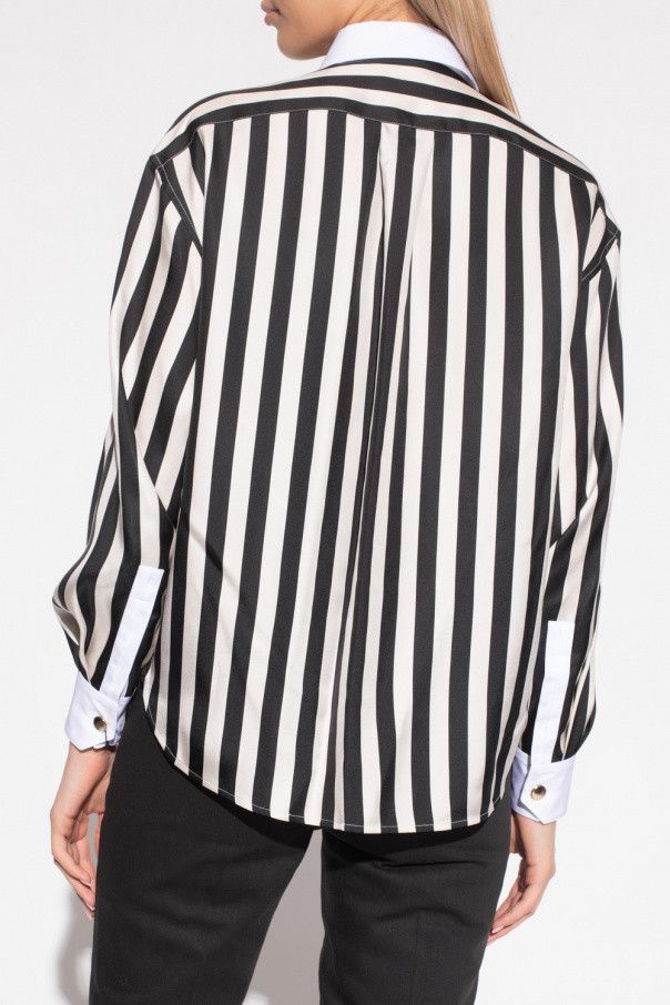 Saint Laurent Paris o1s1wg111024 Striped Button Down Shirt in Black/White Size S / US 4 / IT 40 - 4 Thumbnail