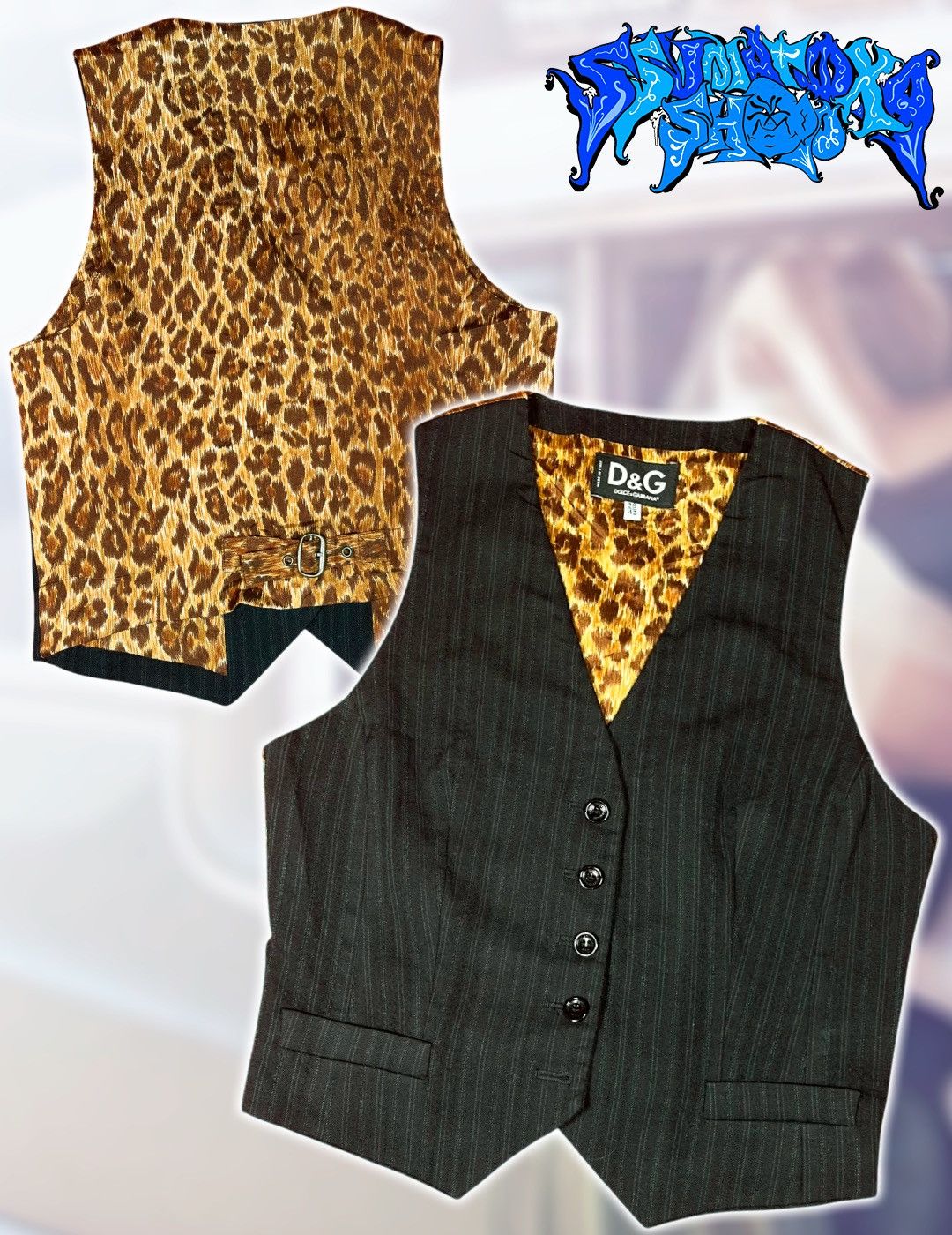 Dolce & Gabbana Dolce & Gabbana Vest Black Pinstripe Leopard Back Waistcoat Size S / US 4 / IT 40 - 1 Thumbnail