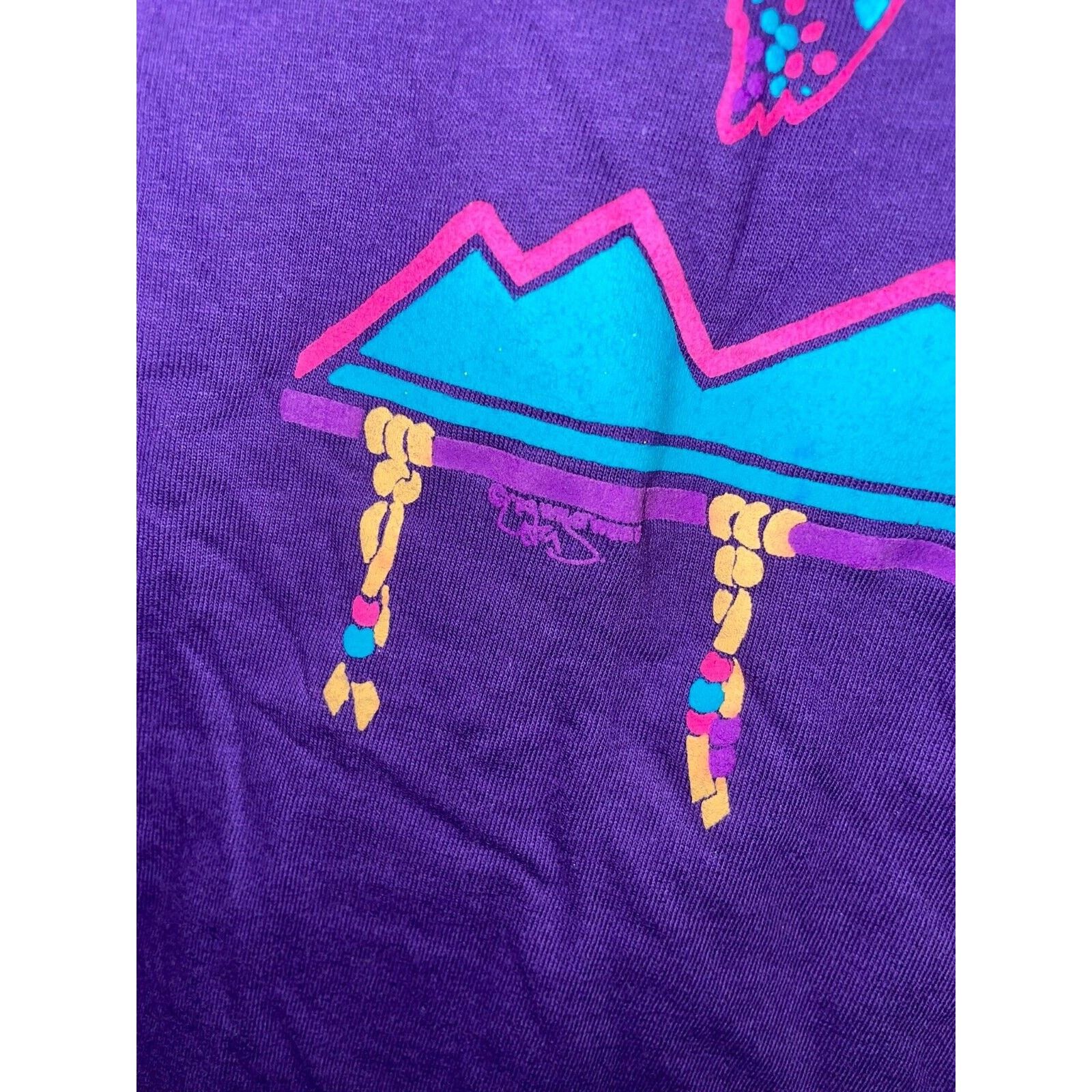 Jerzees Vintage Bison Native American Shirt Black Hills Art Tee 90s Size US M / EU 48-50 / 2 - 6 Thumbnail