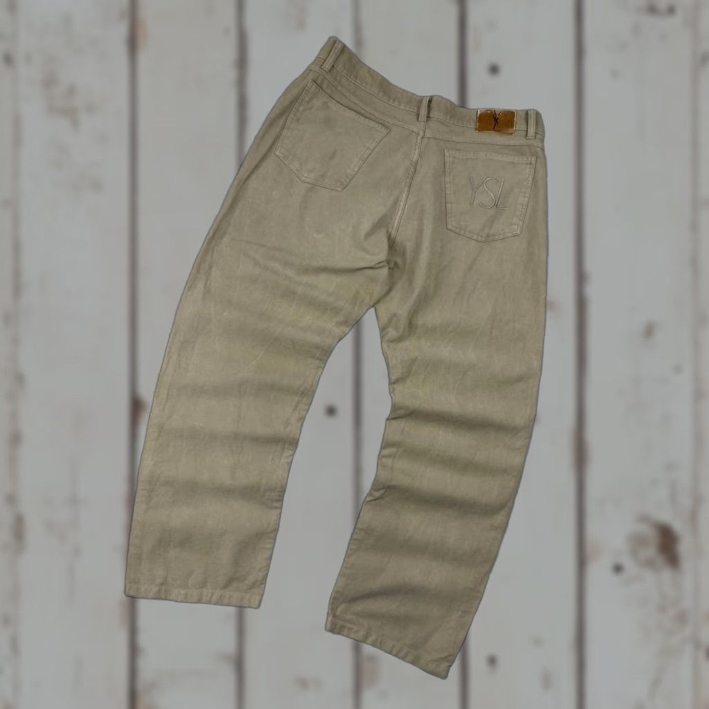 Yves Saint Laurent VINTAGE Yves Saint Laurent Big Logo Pants Men 38 Beige 90s by Saint Laurent Pant Chino Pockets Slim Regular Men Size US 38 / EU 54 - 1 Thumbnail