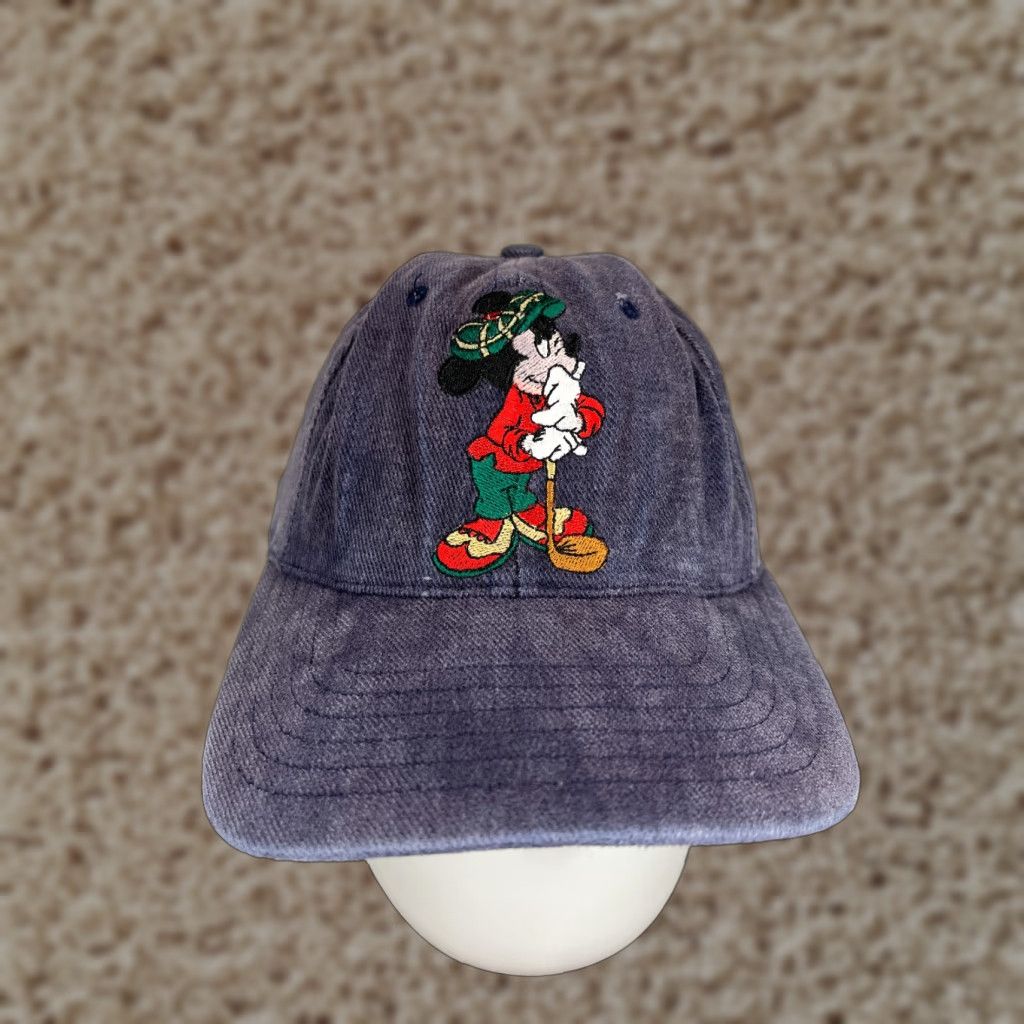 Disney VINTAGE Disney Mickey Mouse Golf Hat Cap Strap Back Adult One Size Blue Cotton Size ONE SIZE - 1 Thumbnail