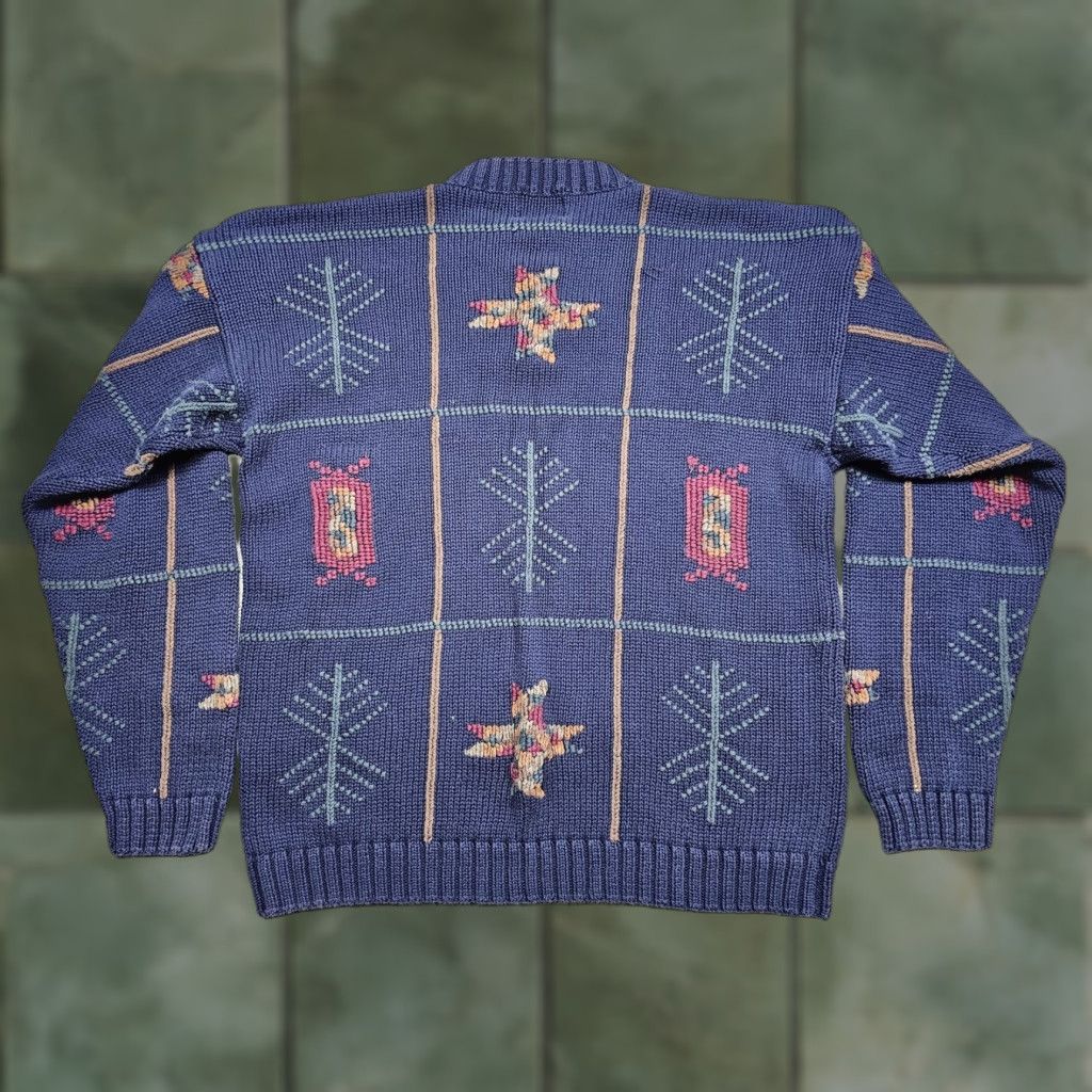 Ralph Lauren VINTAGE Chaps Ralph Lauren Sweater Mens Large Blue Aztec Geometric Knit Crewneck Size US L / EU 52-54 / 3 - 1 Thumbnail
