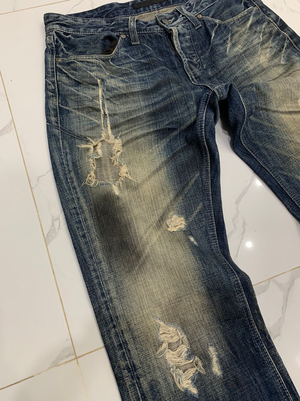 Japanese Brand × Vintage Fuga disstressed button fly flared jeans Size US 32 / EU 48 - 7 Thumbnail