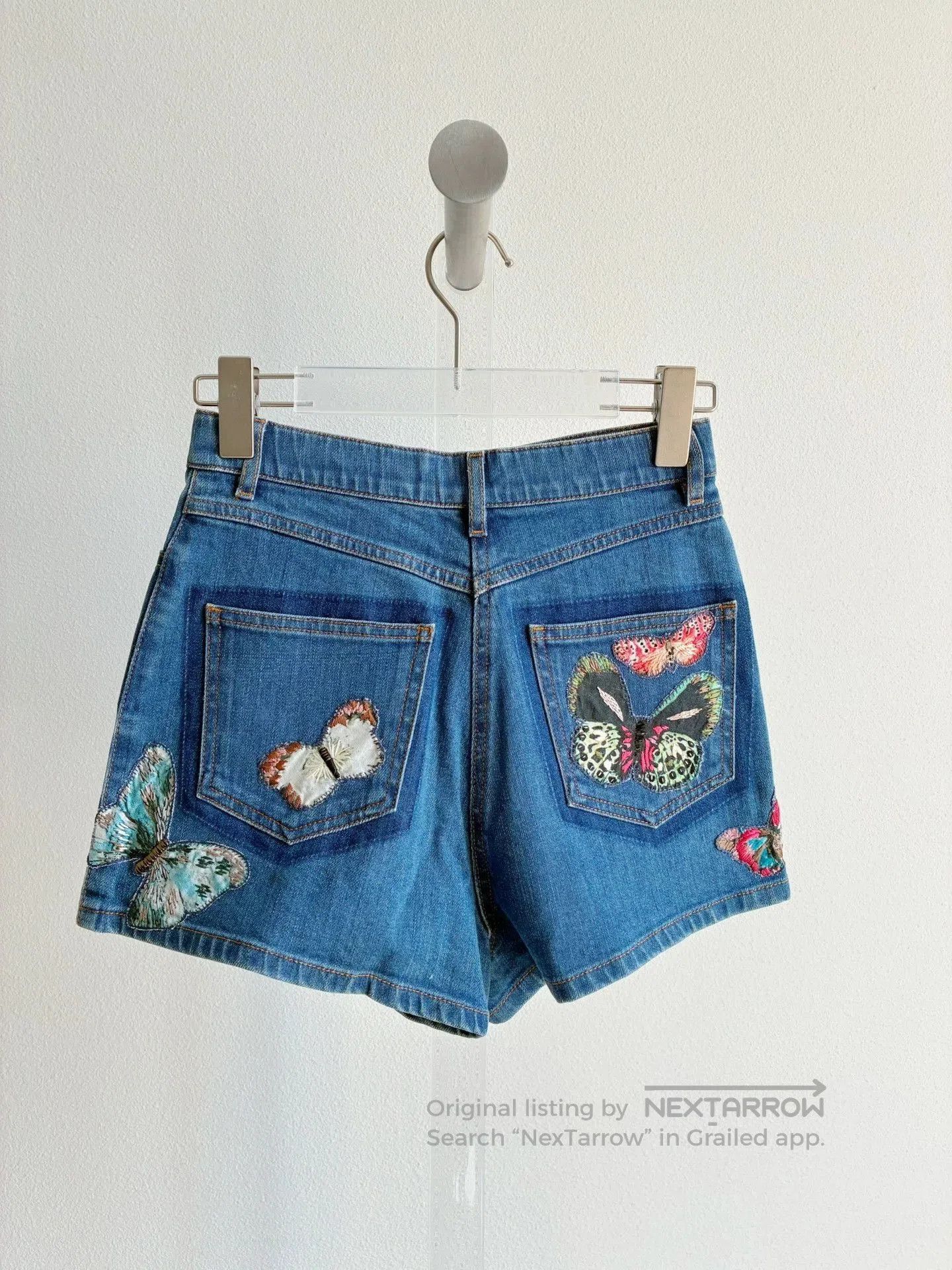 Valentino Valentino Butterfly Embroidered Denim Shorts. Size US 26 / EU 42 - 3 Thumbnail
