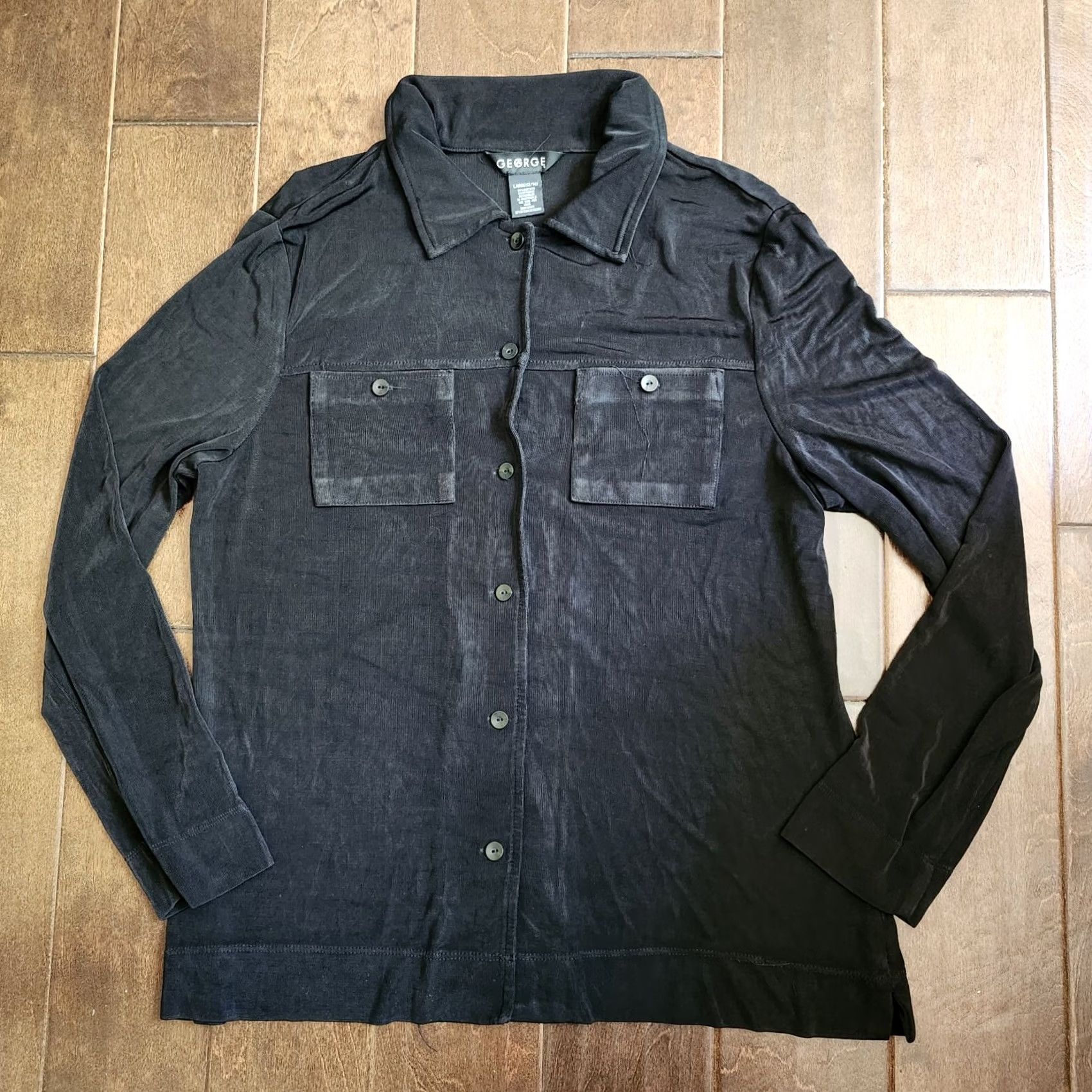 George George Men's Black Long Sleeve Front Pocket Button-Up Shirt L Size US L / EU 52-54 / 3 - 2 Thumbnail