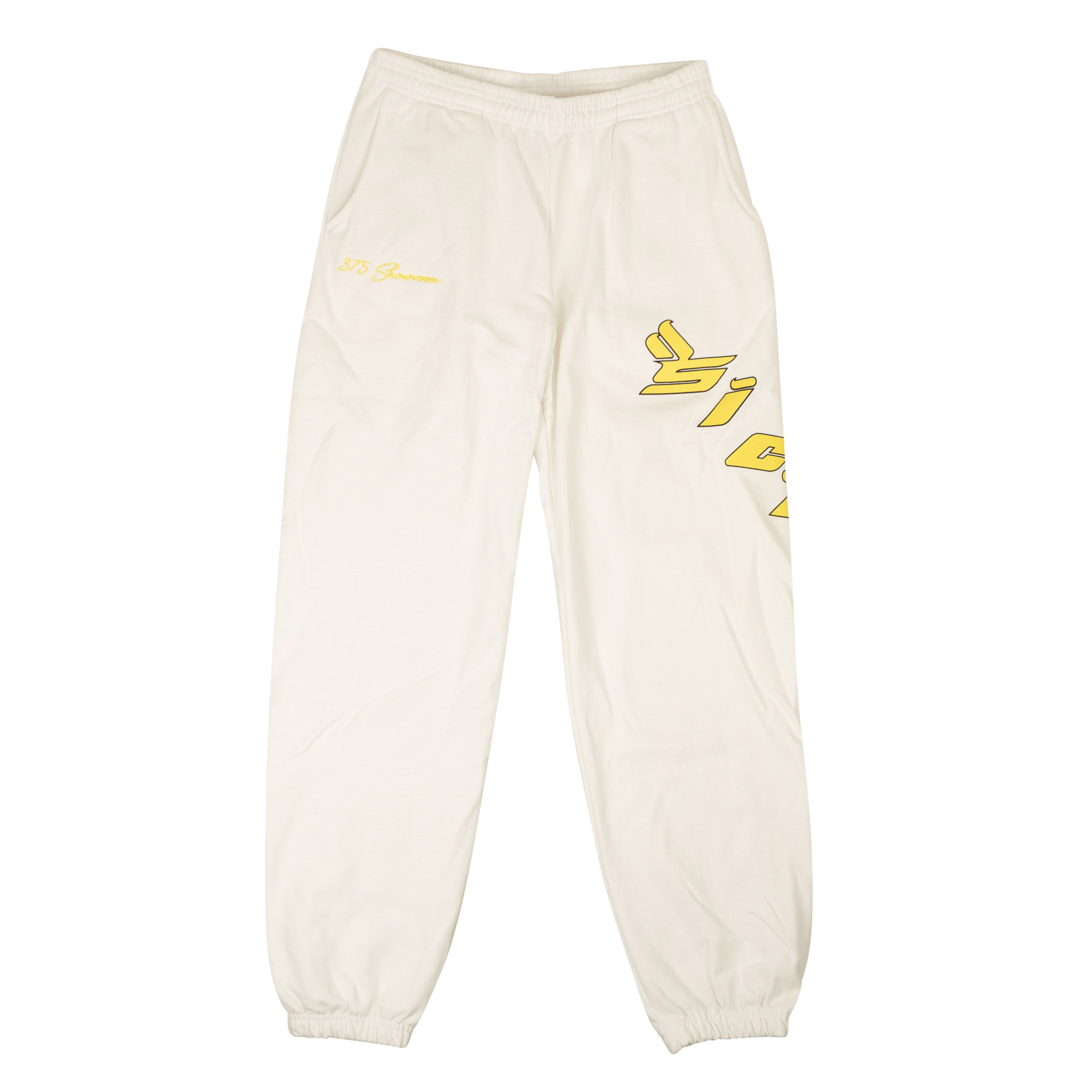 image of White & Yellow Logo Sweatpants Size L, Men's