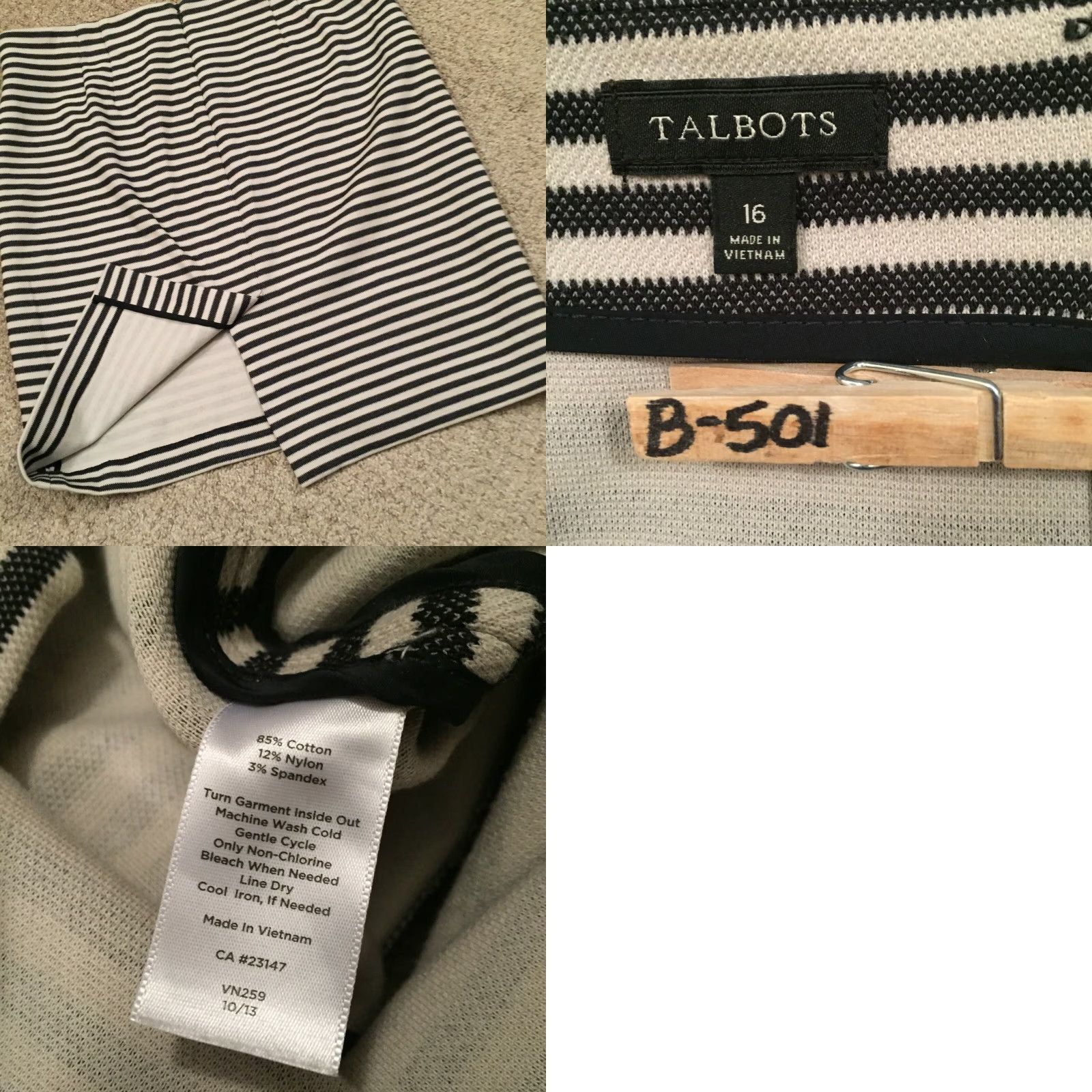 Talbots Talbots Skirt Pencil Women Size 16 Gray Blue Striped Unlined Short Cotton Blend Slit Regular Size 38" / US 16 / IT 52 - 8 Thumbnail