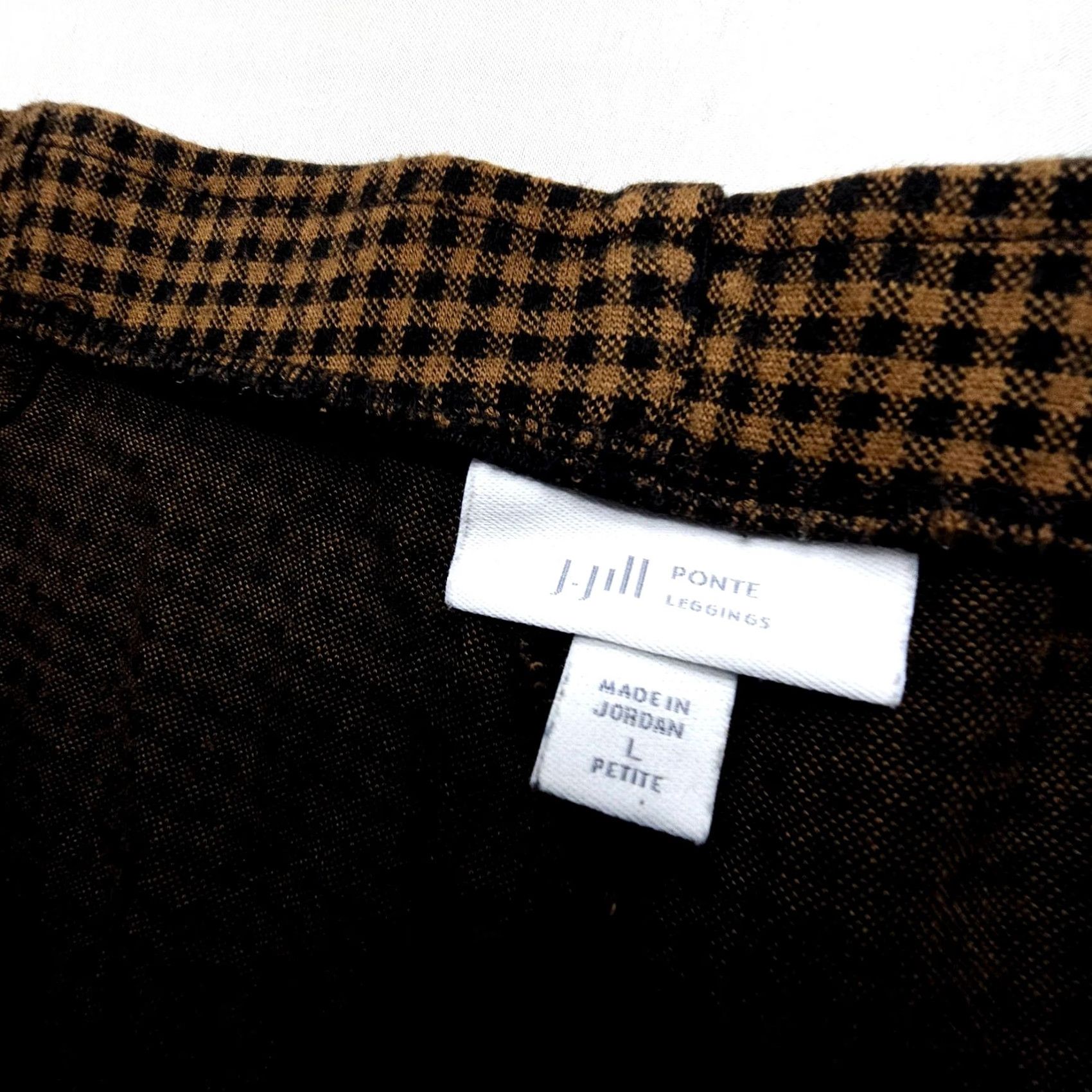 J. Jill J. Jill Ponte Leggings Pants Womens Large Petite Brown Check Career Stretch Crop Pant Size 36" / US 14 / IT 50 - 3 Thumbnail