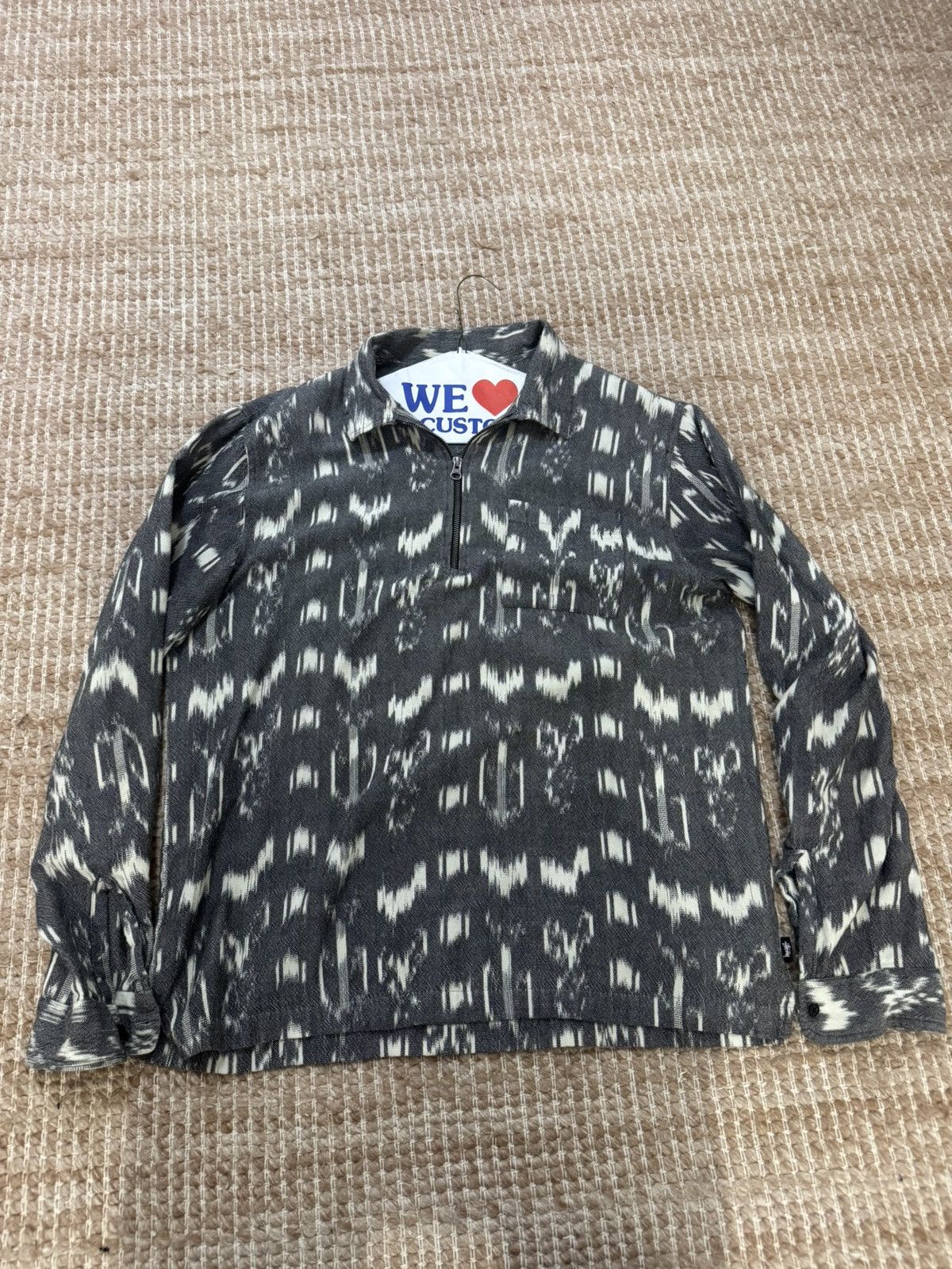 Stussy XL quarter Zip Ikat Print Pullover