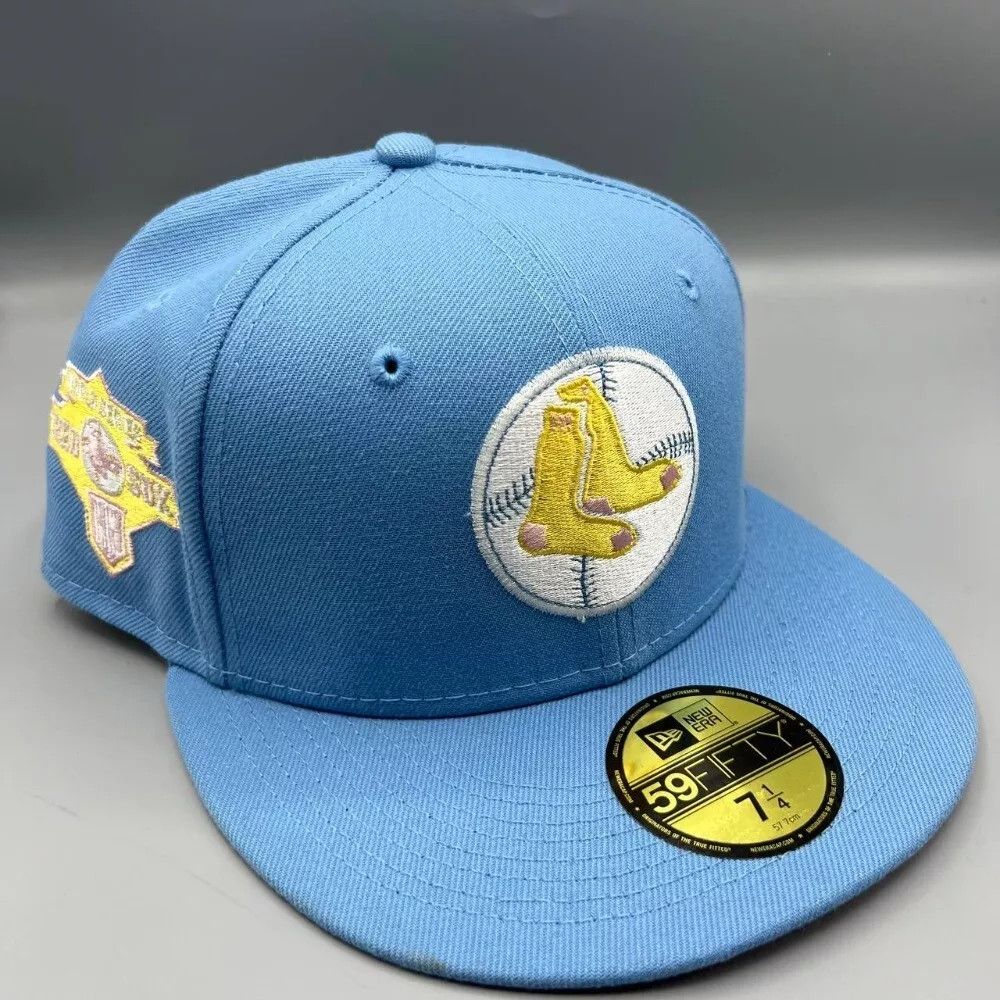 New Era Boston Red Sox Hat Men 7 1/4 Blue 59Fifty New Era Fitted Cap Size ONE SIZE - 1 Thumbnail