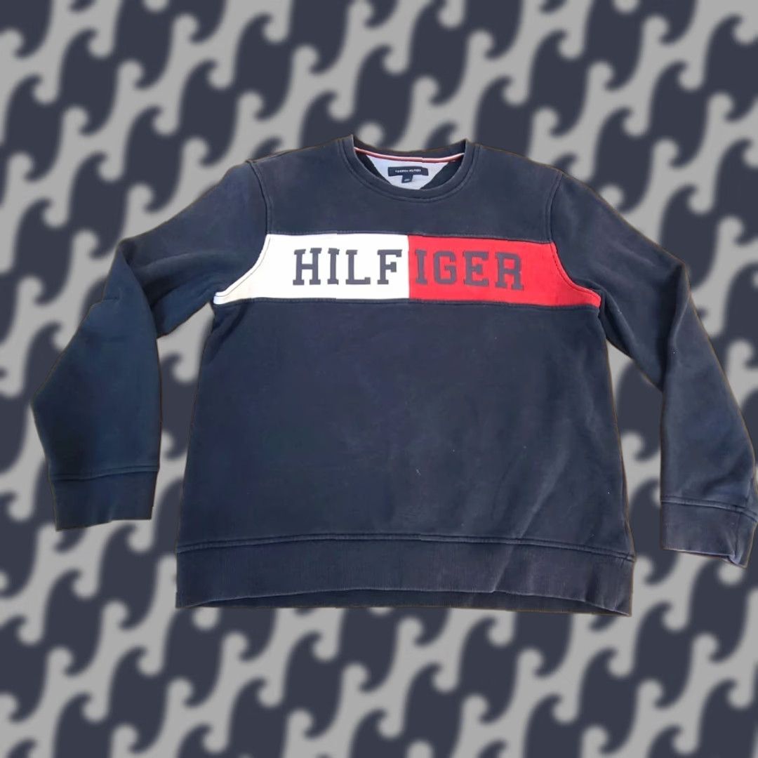 Tommy Hilfiger VINTAGE Tommy Hilfiger Long Sleeve Ribbed Crew Neck Pullover Sweatshirt Navy Size Large Mens Size US L / EU 52-54 / 3 - 1 Thumbnail