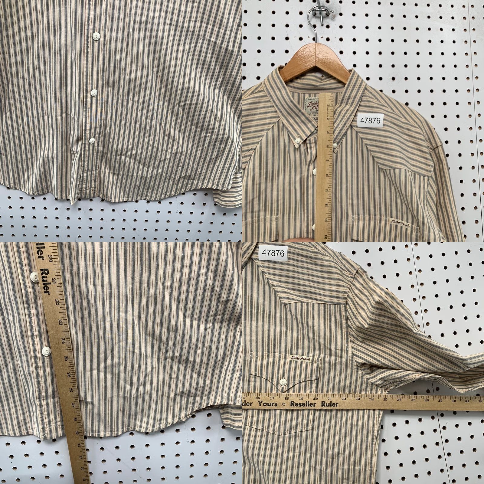 Lucky Brand Lucky Brand Western Snap Shirt Mens XL Beige Striped Long Sleeve Retro VIntage Size US XL / EU 56 / 4 - 9 Thumbnail