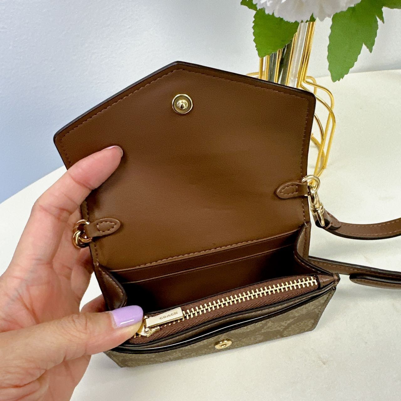 Coach Coach CU172 Mini Envelope Wallet With Strap In Signature Size ONE SIZE - 5 Thumbnail