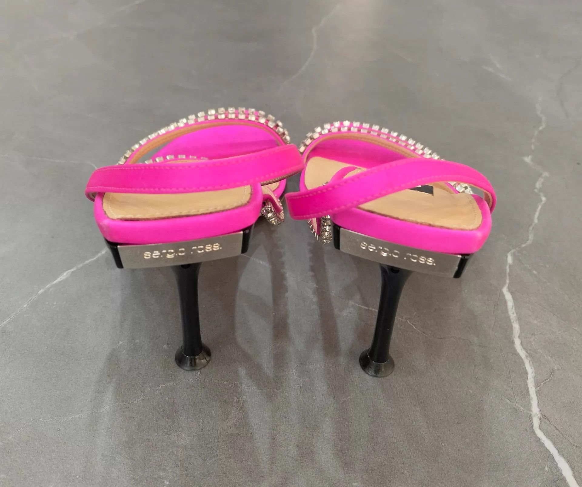 Sergio Rossi Sergio Rossi Magenta Crystal-Embellished Heeled Sandals 35 Size US 4.5 / IT 34.5 - 5 Thumbnail