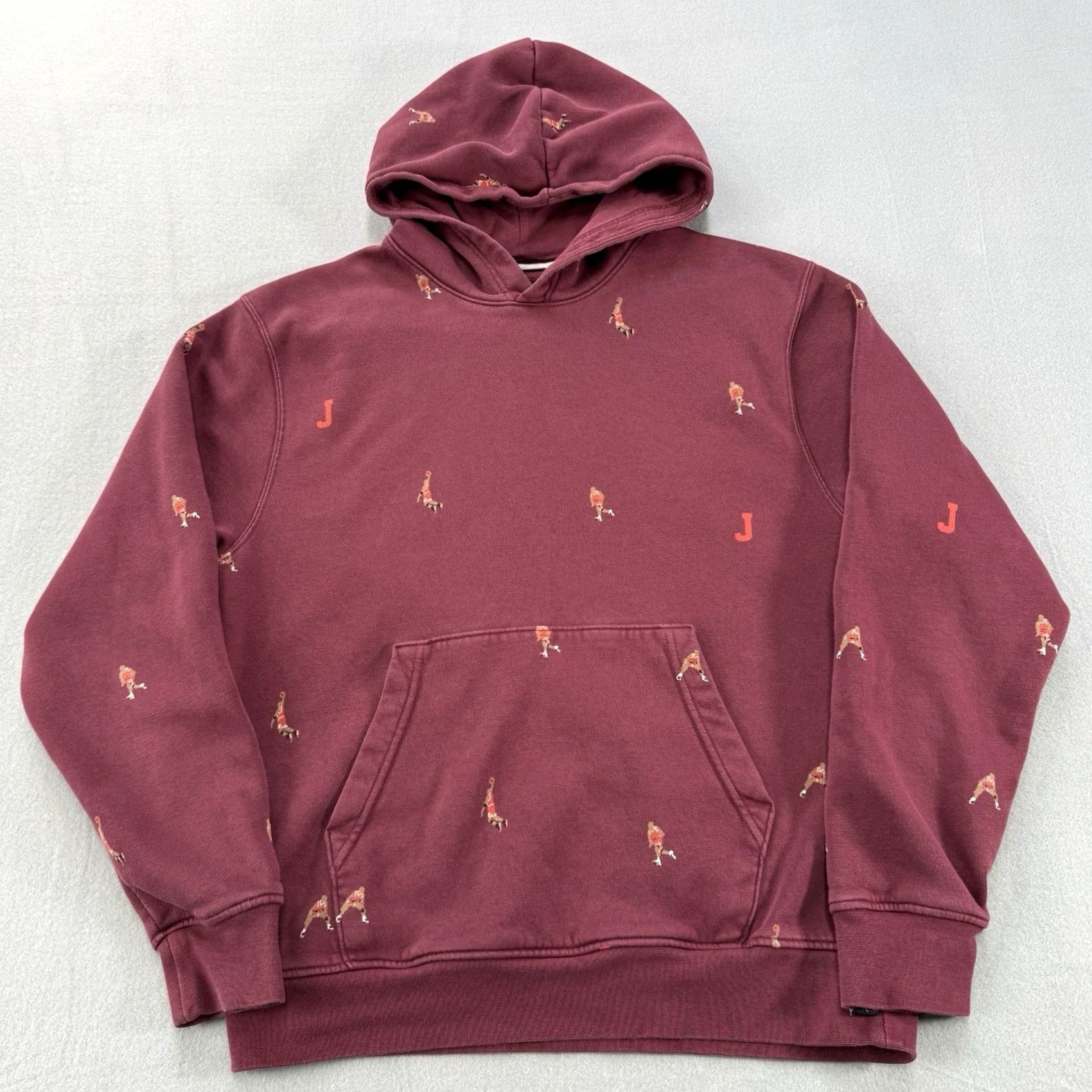 Jordan Brand Nike Jordan Hoodie Mens S Red Pullover All Over Print AOP Lightweight Fleece Sweatshirt Sports Style 90s Era (Jordan Essentials) Size US S / EU 44-46 / 1 - 2 Thumbnail