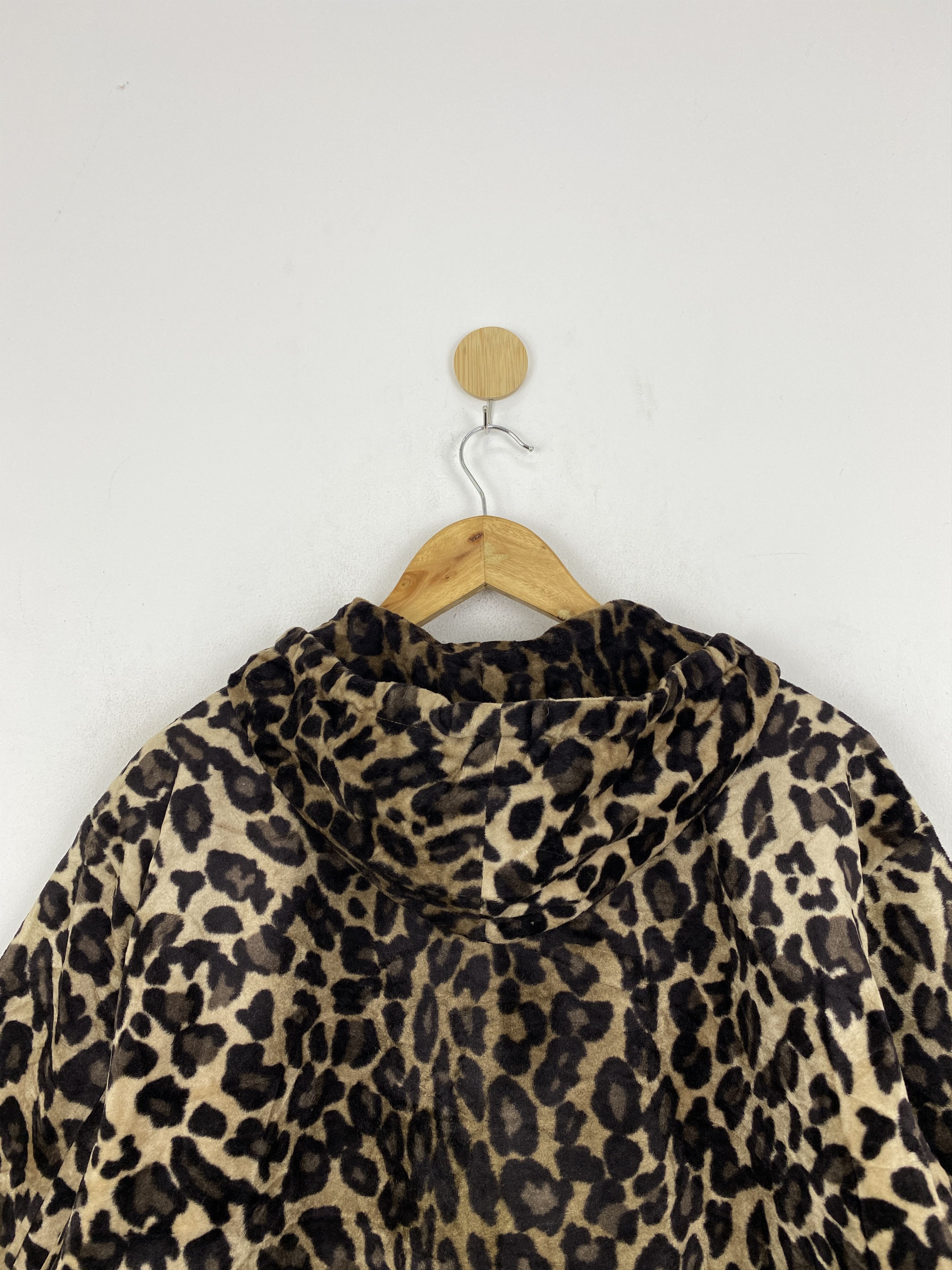 Japanese Brand Vtg Japanese Brand Leopard Print Hooded Wool Jacket JA0051 Size US S / EU 44-46 / 1 - 4 Thumbnail