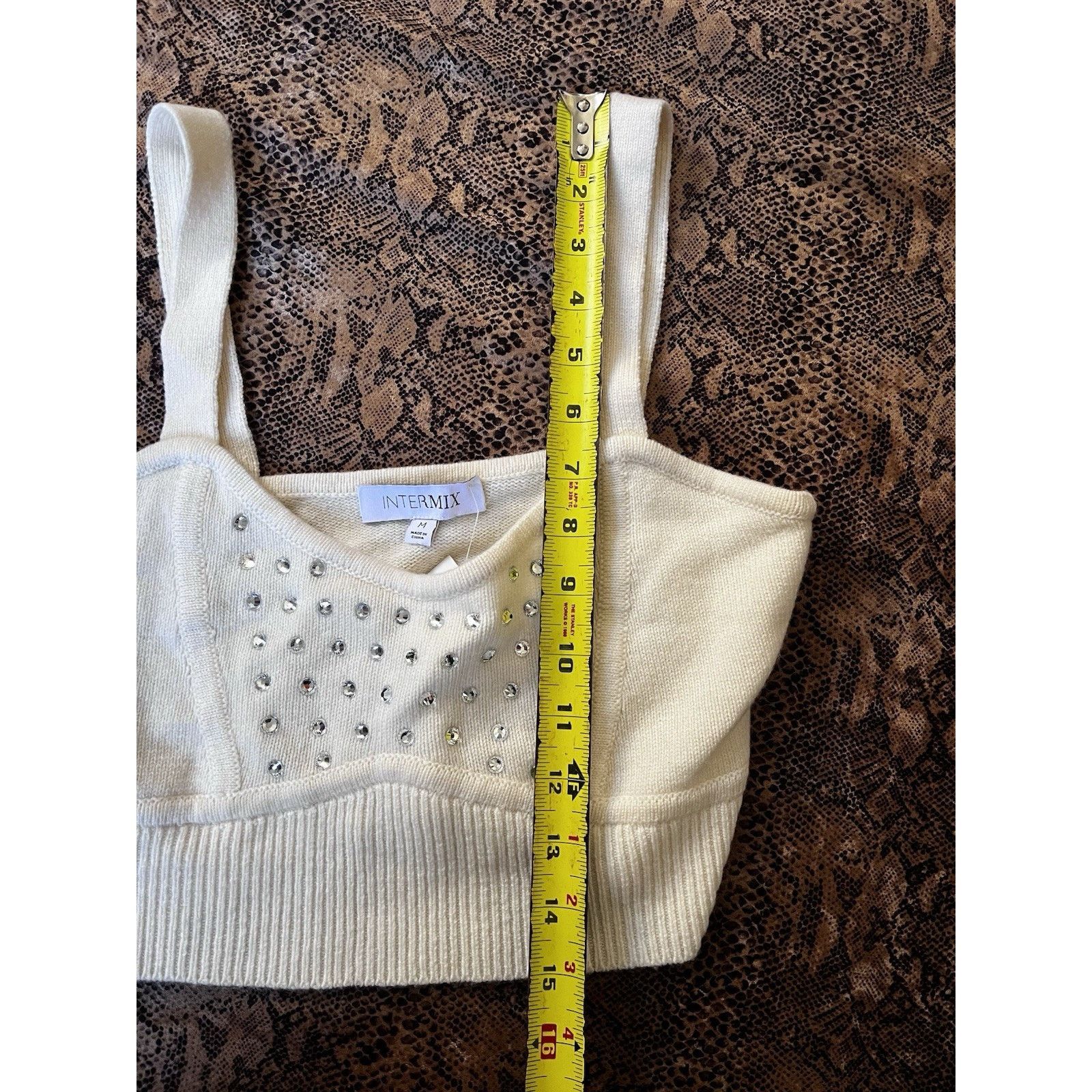 INTERMIX Intermix Kelly Rhinestone Embellish Knit Bralette Cashmere M Size M / US 6-8 / IT 42-44 - 4 Thumbnail