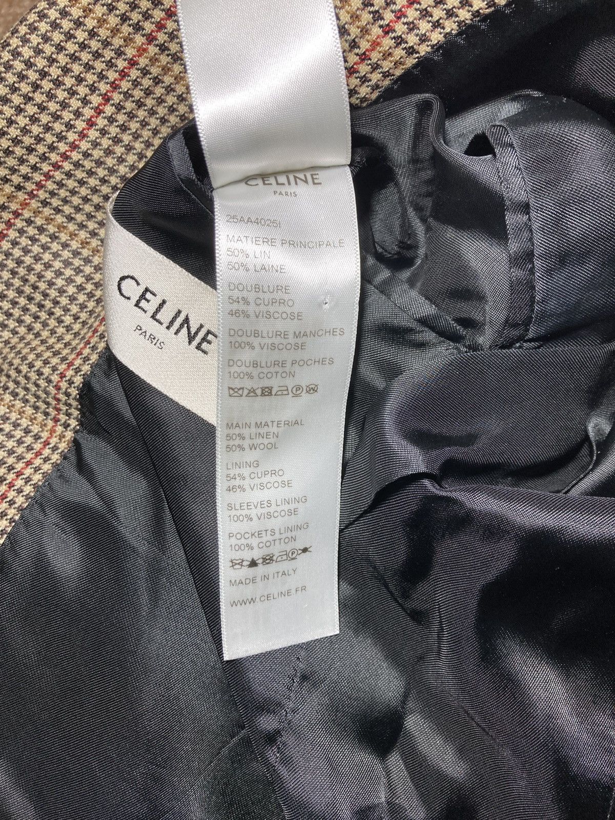 Celine SS20 Celine Houndstooth Check Coat Blazer Jacket 2020 70s Size 44R - 9 Thumbnail