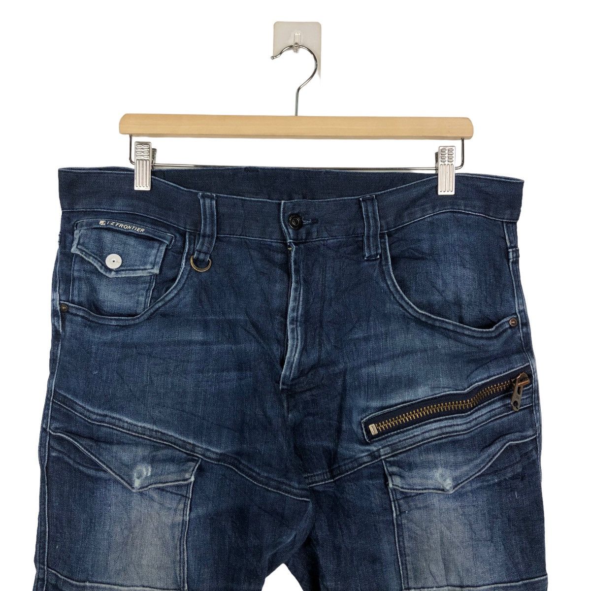 Japanese Brand 🔥PUNK DESIGN DISTRESSED DENIM JEANS I’Z FRONTIER JAPAN Size US 35 - 3 Thumbnail
