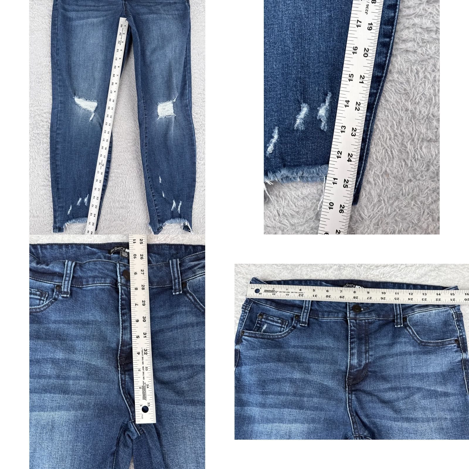 Fashion Nova Fashion Nova Jeans Womens 11 Blue Denim Skinny Tapered Distressed Cotton 30x26 Size 32" / US 10 / IT 46 - 8 Thumbnail