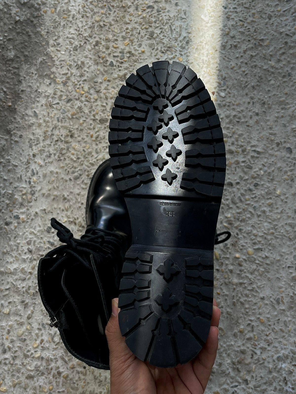 Ann Demeulemeester Alec Patent Leather Combat Boots Size US 8 / IT 38 - 9 Thumbnail
