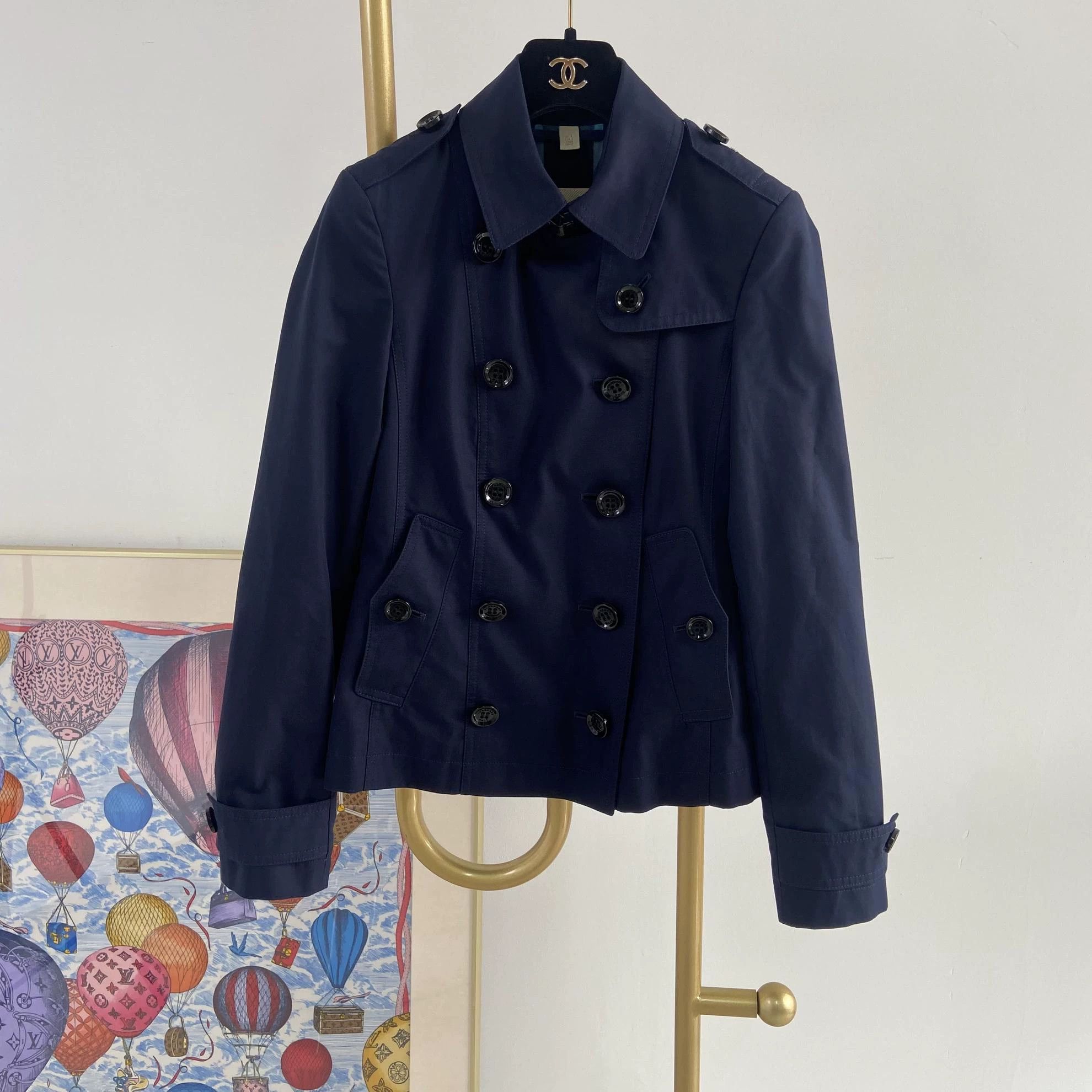 Burberry Burberry Short Trench Coat Navy UK4 Size XS / US 0-2 / IT 36-38 - 1 Thumbnail