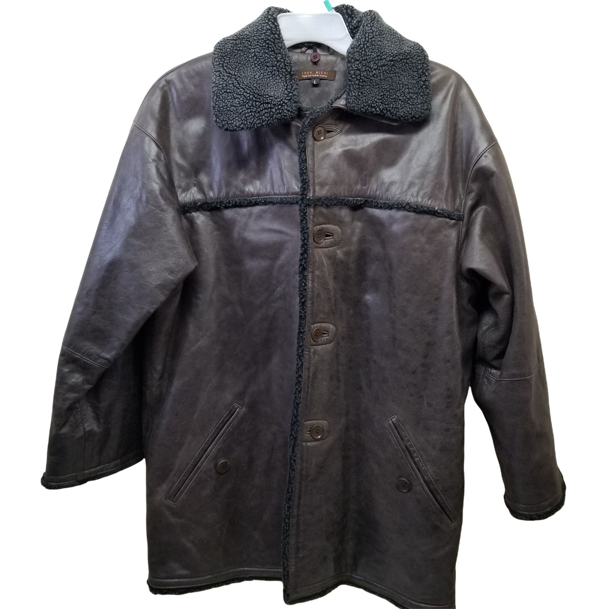Other Joey Richi L Brown Italian Leather Jacket Coat Shearling Lin Size US L / EU 52-54 / 3 - 5 Thumbnail