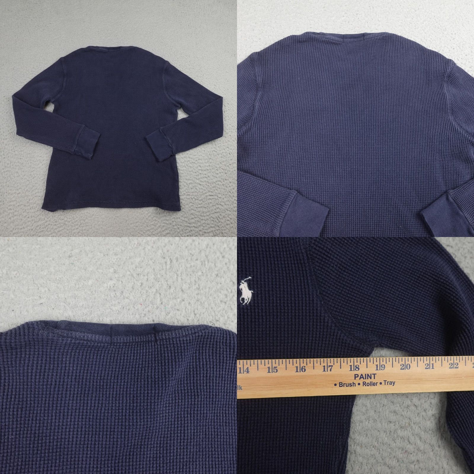 Polo Ralph Lauren Polo Ralph Lauren Thermal Shirt Mens Large Blue Waffle Knit Long Sleeve Pullover Size US L / EU 52-54 / 3 - 8 Thumbnail