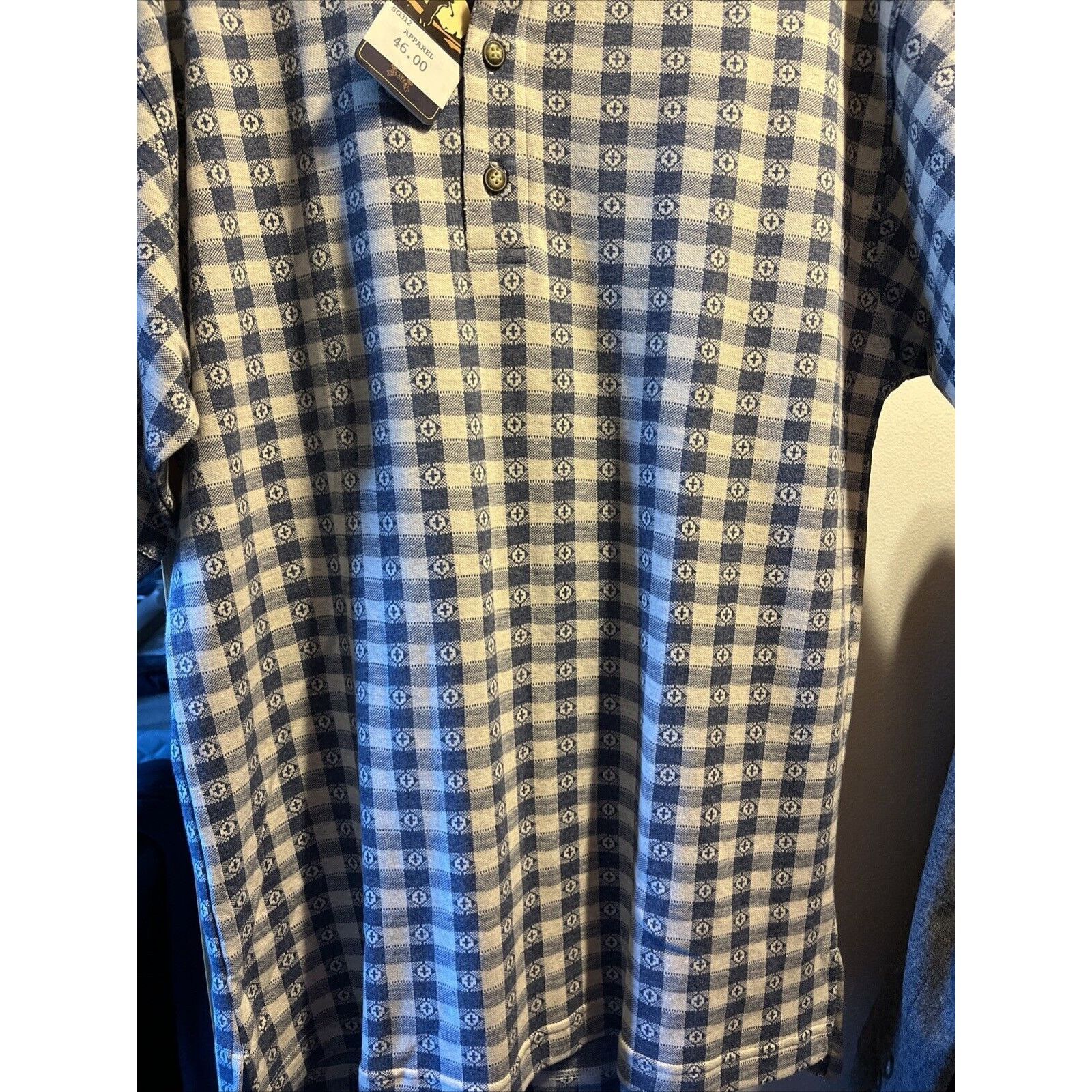 Other A.M. Player Men’s M White Blue Geometric Golf SS Polo Shirt Size US M / EU 48-50 / 2 - 6 Thumbnail
