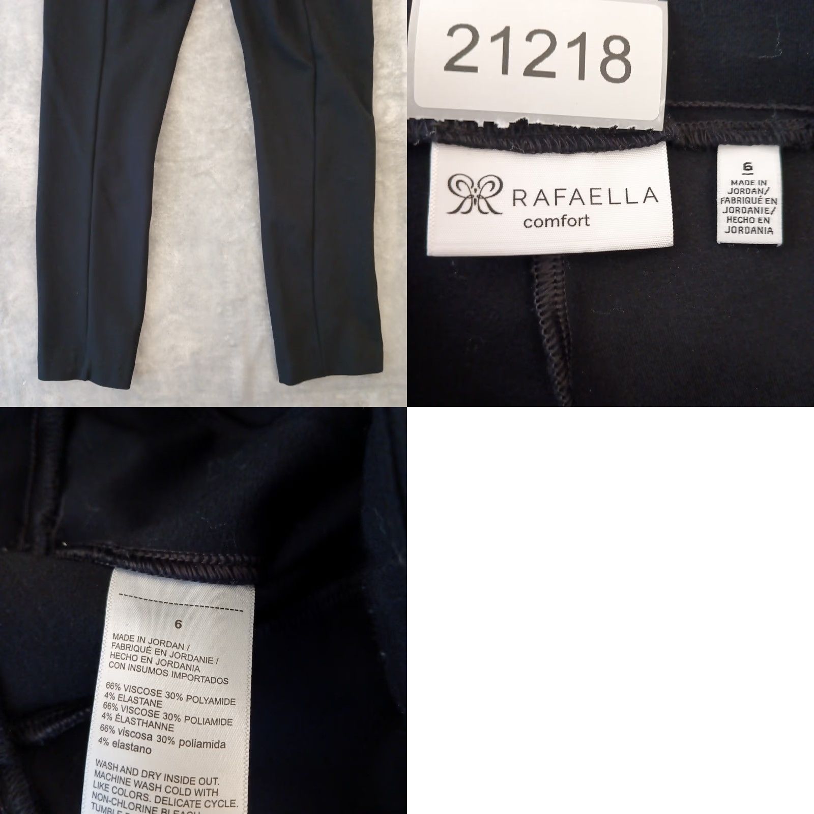Vintage Rafaella Pants Womens Ankle Slim Straight Stretch Black Pull On 29x28 Mid Rise Size 6 Regular Women Size 28" / US 6 / IT 42 - 8 Thumbnail
