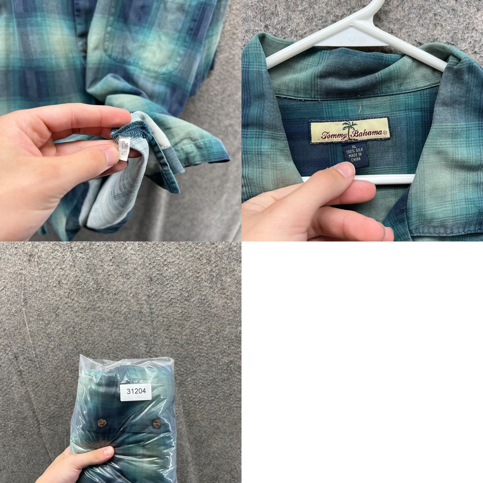 Tommy Bahama Tommy Bahama Shirt Mens XL Blue Men Silk Plaid Button Short Sleeve Green Casual Size US XL / EU 56 / 4 - 9 Thumbnail