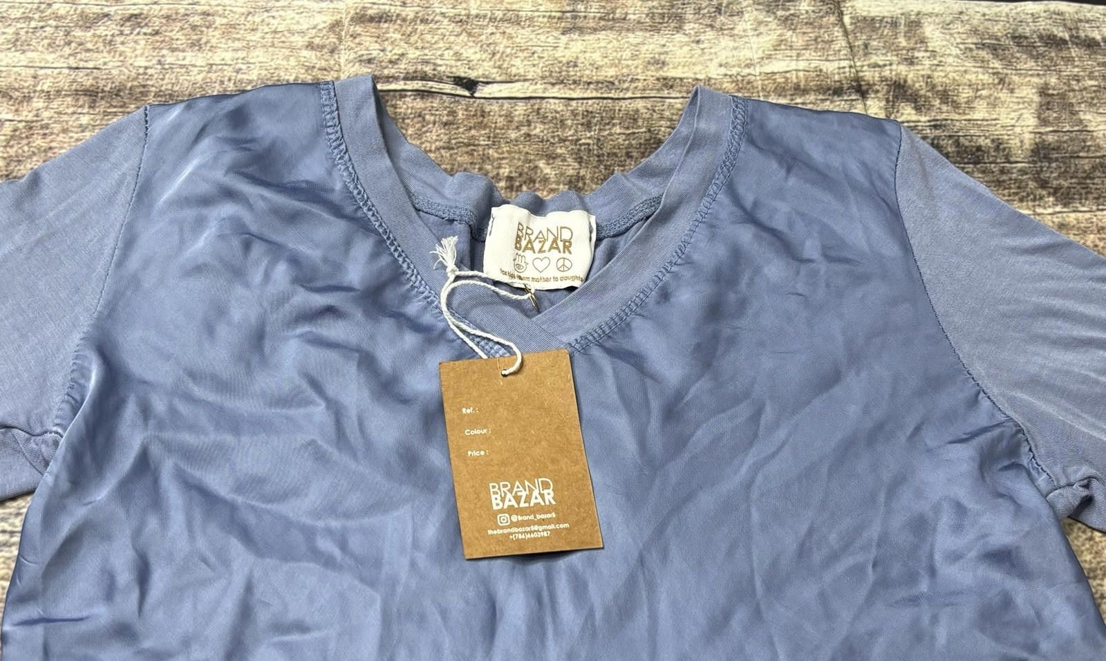 Other Brand Bazar Top Womens Small Satin Tee Silk Blend Italy Blue Size S / US 4 / IT 40 - 4 Thumbnail