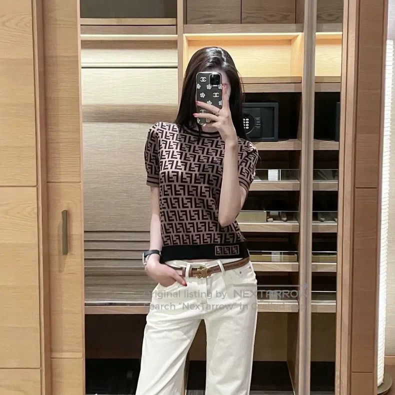 Fendi Fendi All-over Double F Knit Short Sleeve Size XS / US 0-2 / IT 36-38 - 7 Thumbnail